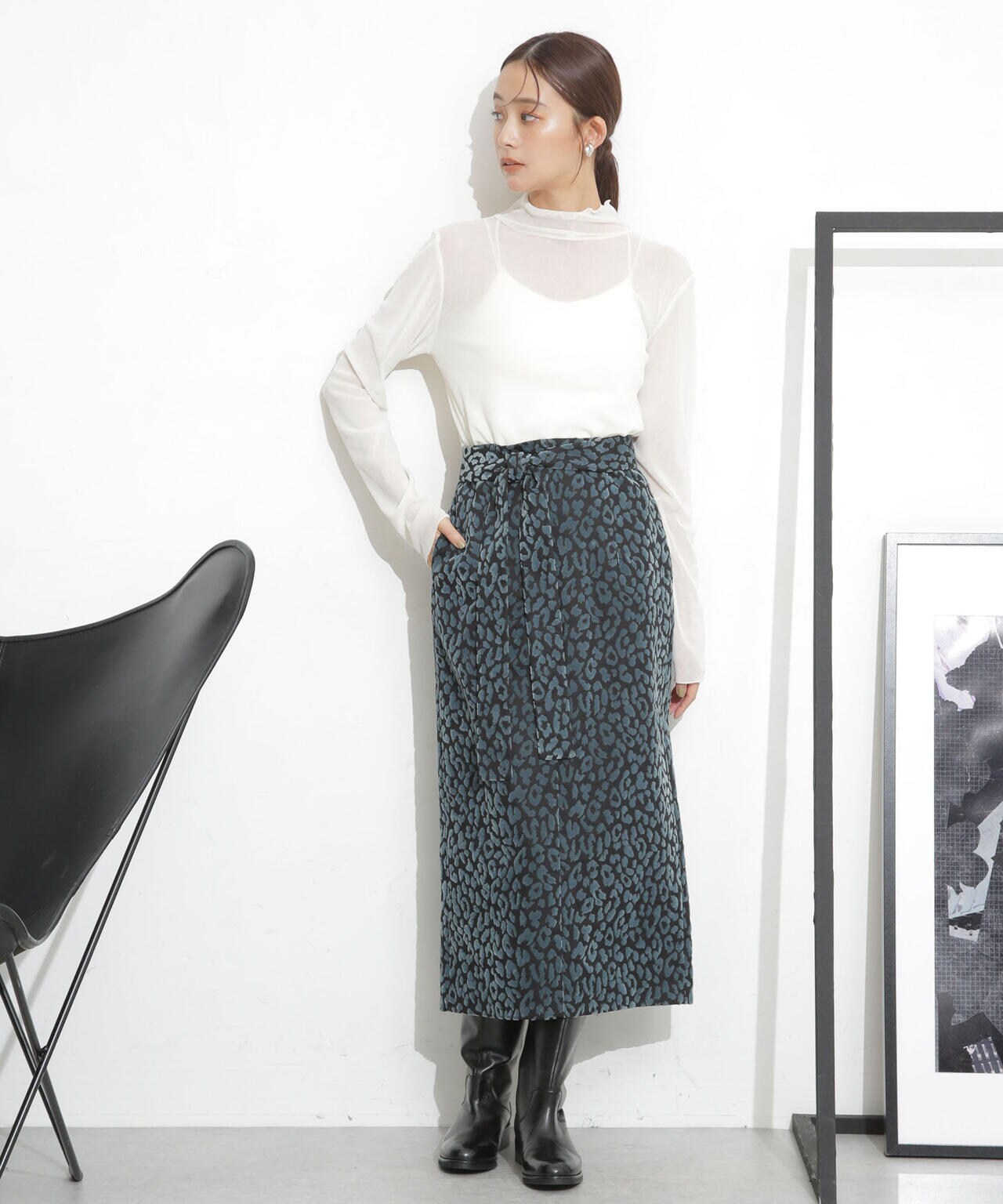 レオパードフロッキースカート 6693230326