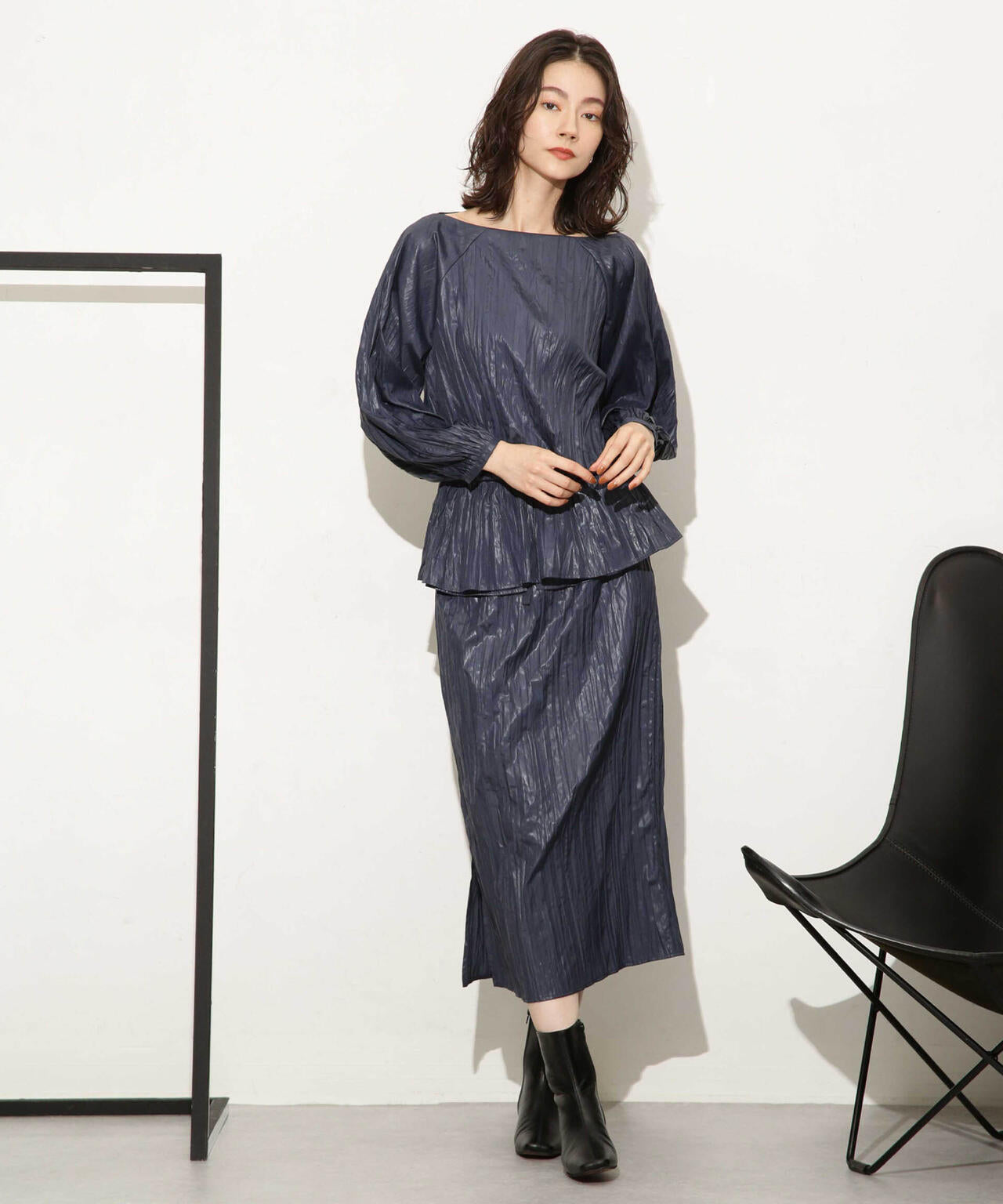 チンツサテンティアードプリーツスカート(セットアップ可) 6693230327