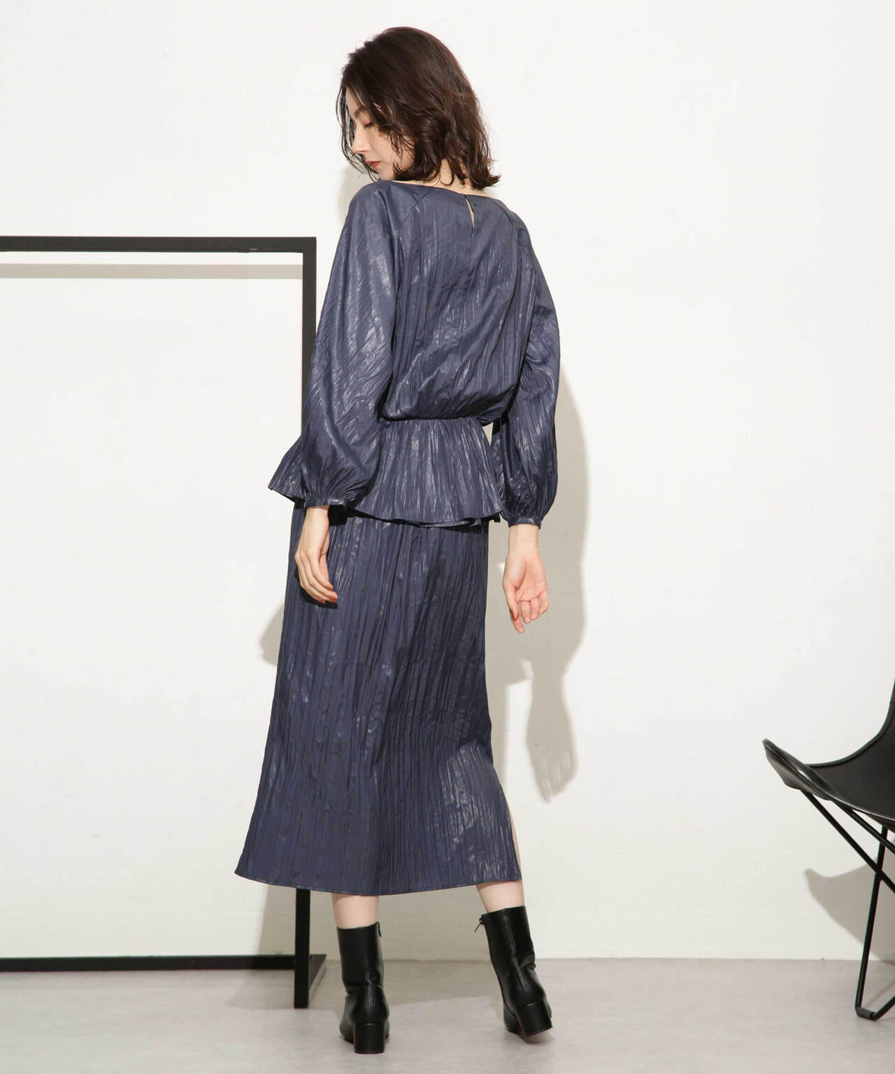 チンツサテンティアードプリーツスカート(セットアップ可) 6693230327