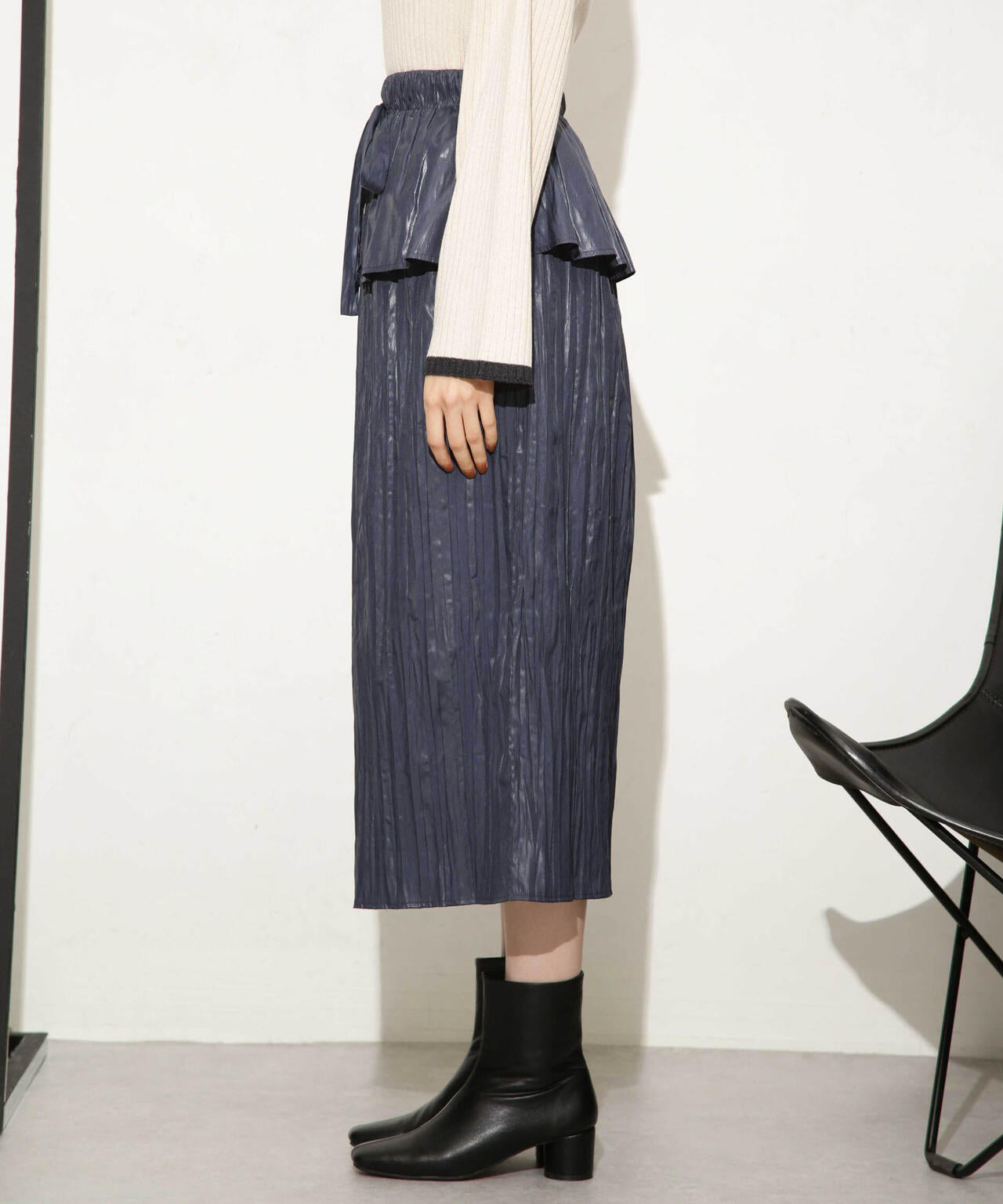 チンツサテンティアードプリーツスカート(セットアップ可) 6693230327