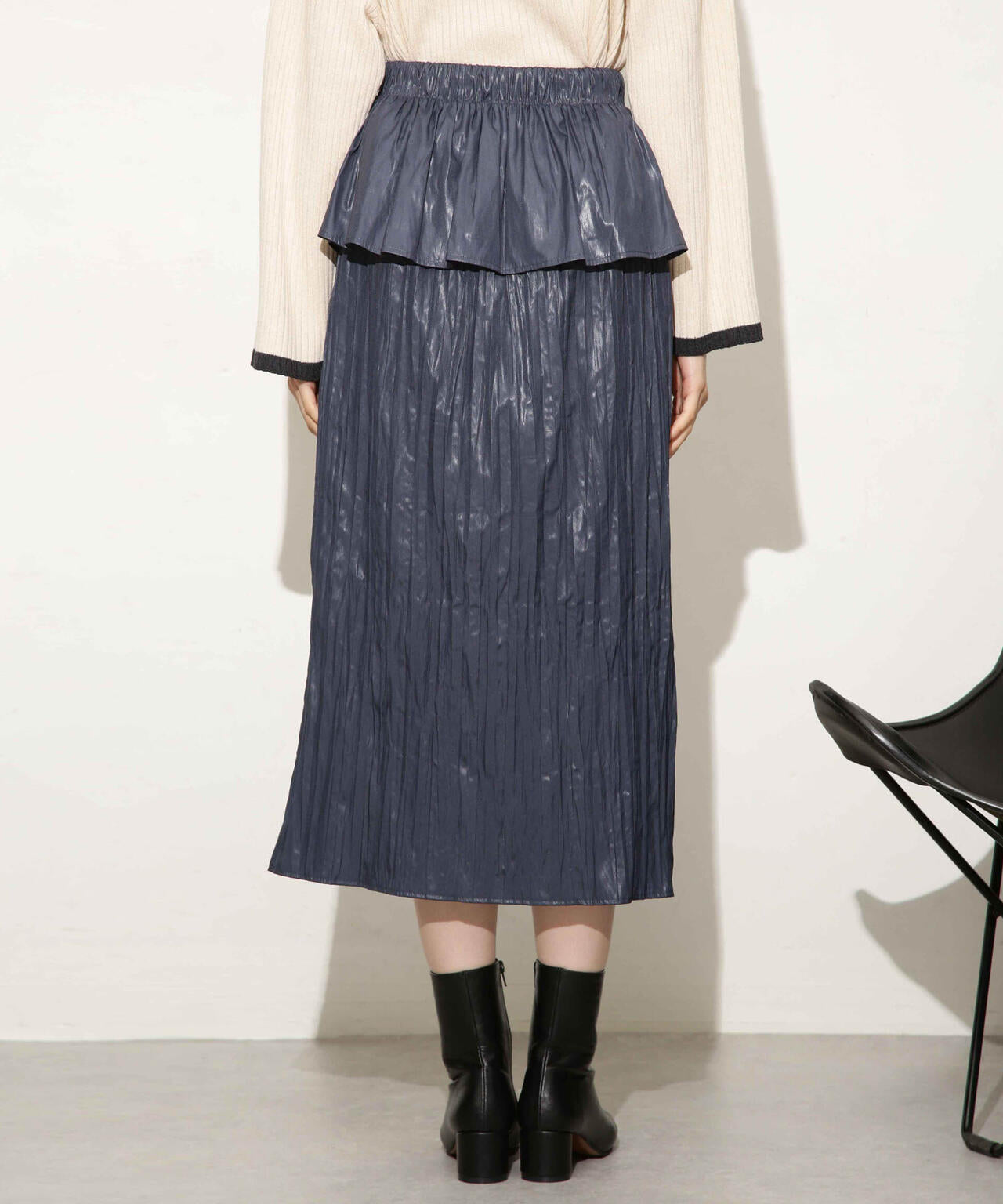 チンツサテンティアードプリーツスカート(セットアップ可) 6693230327