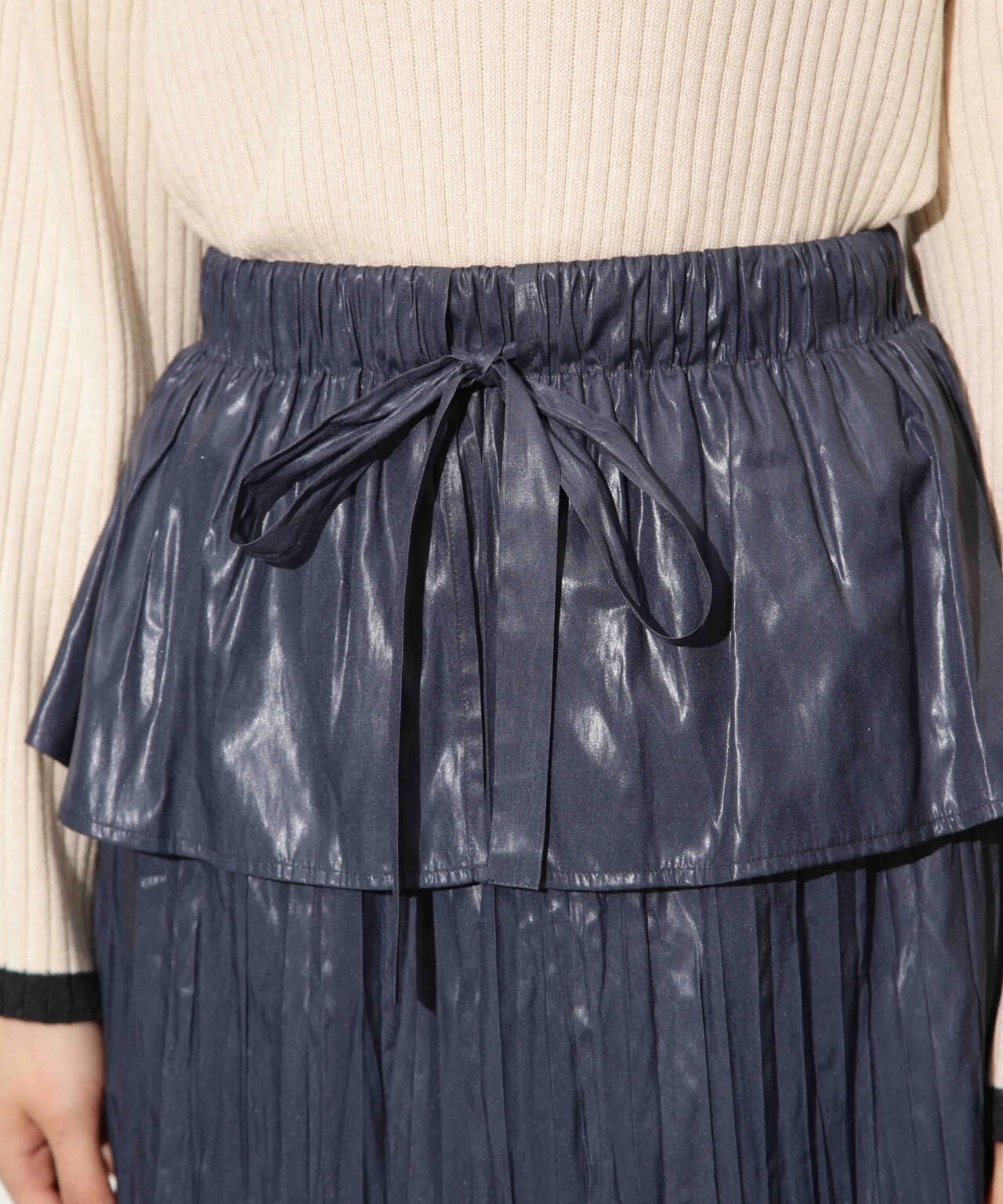 チンツサテンティアードプリーツスカート(セットアップ可) 6693230327