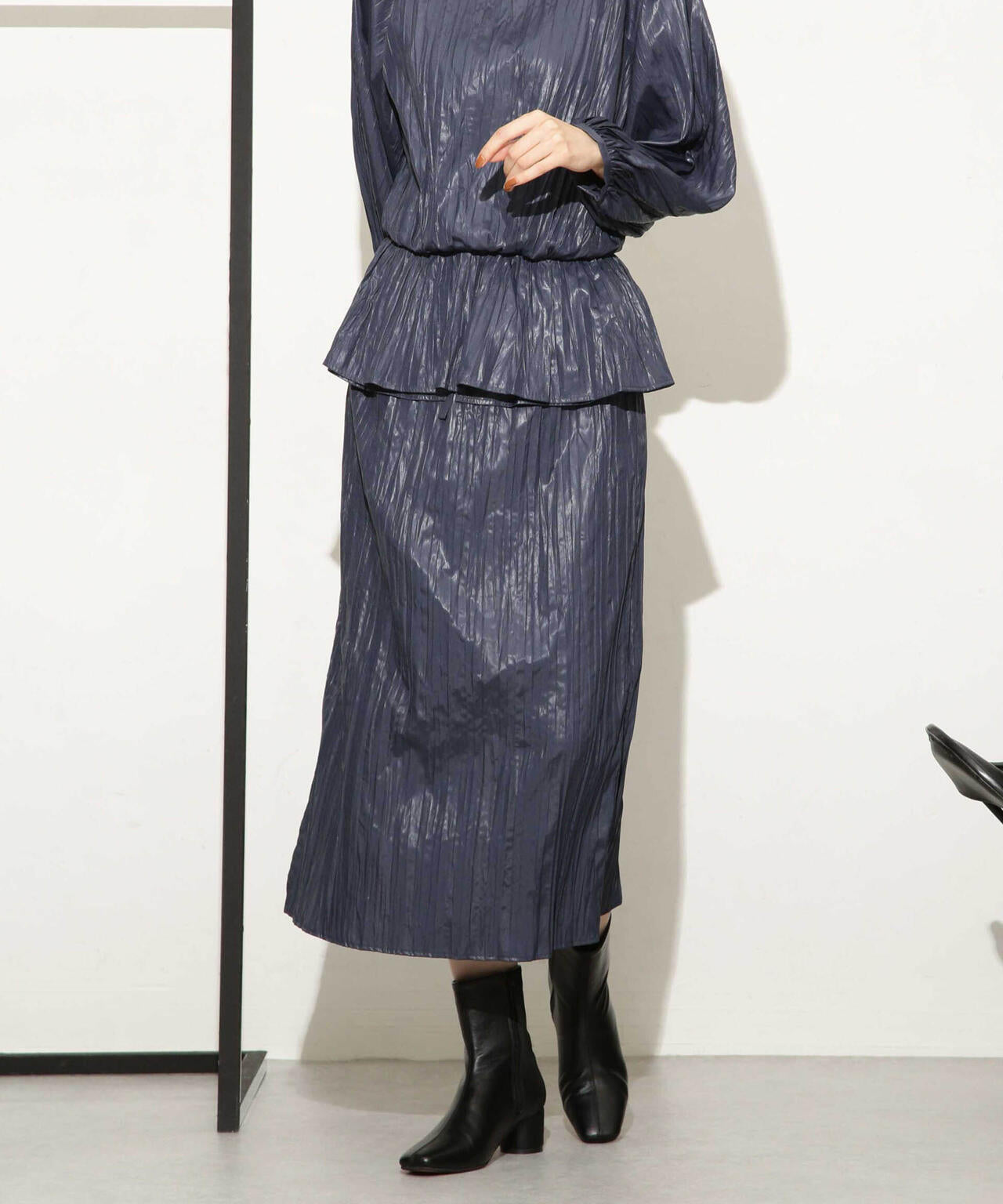 チンツサテンティアードプリーツスカート(セットアップ可) 6693230327