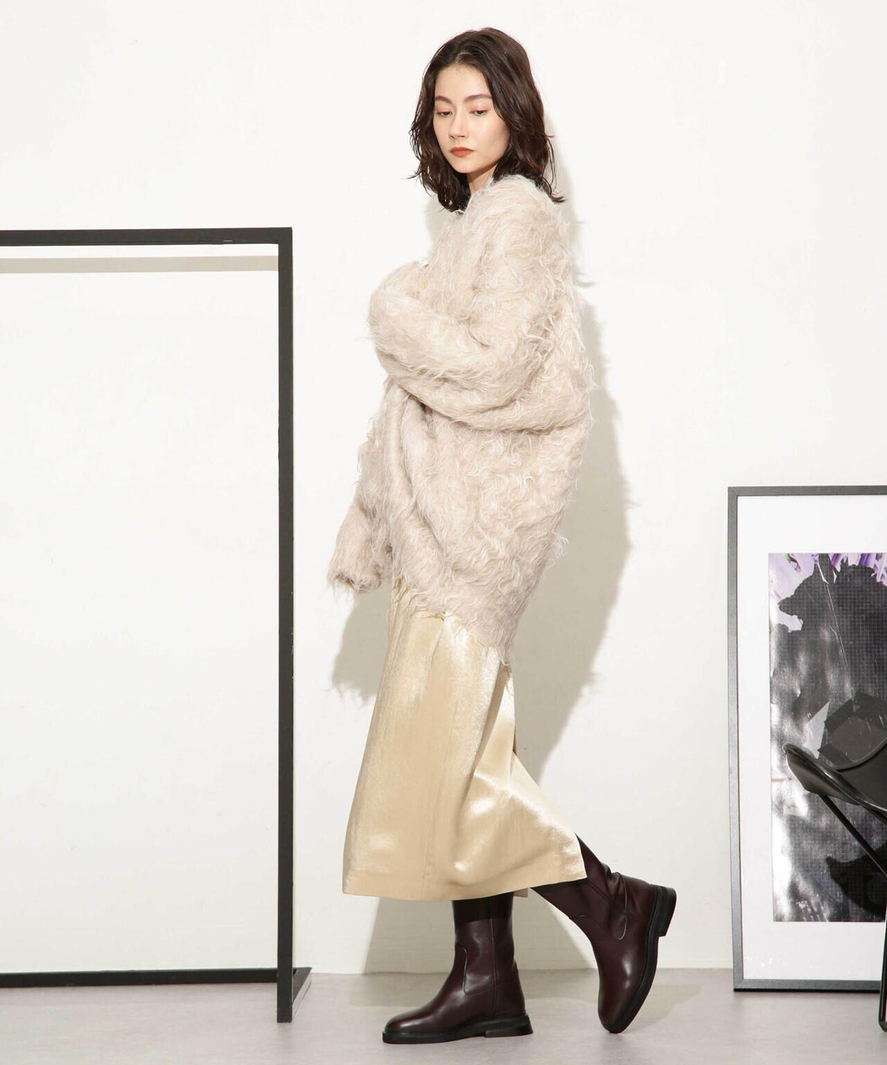 ヘビーサテンIラインスカート 6693230328