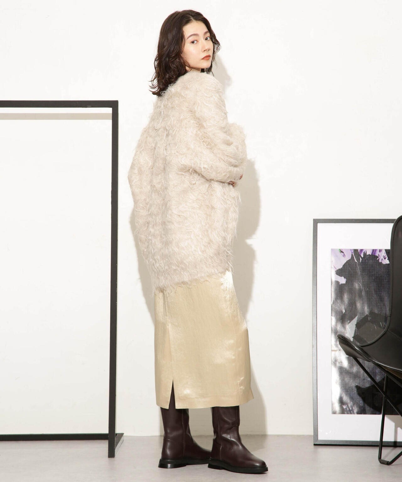 ヘビーサテンIラインスカート 6693230328