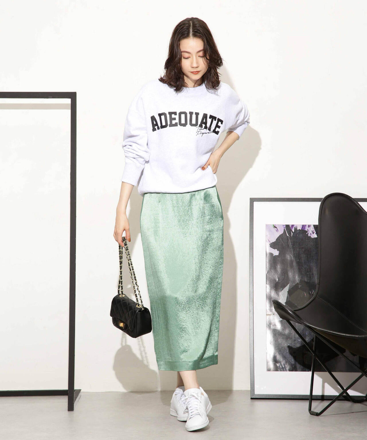 ヘビーサテンIラインスカート 6693230328