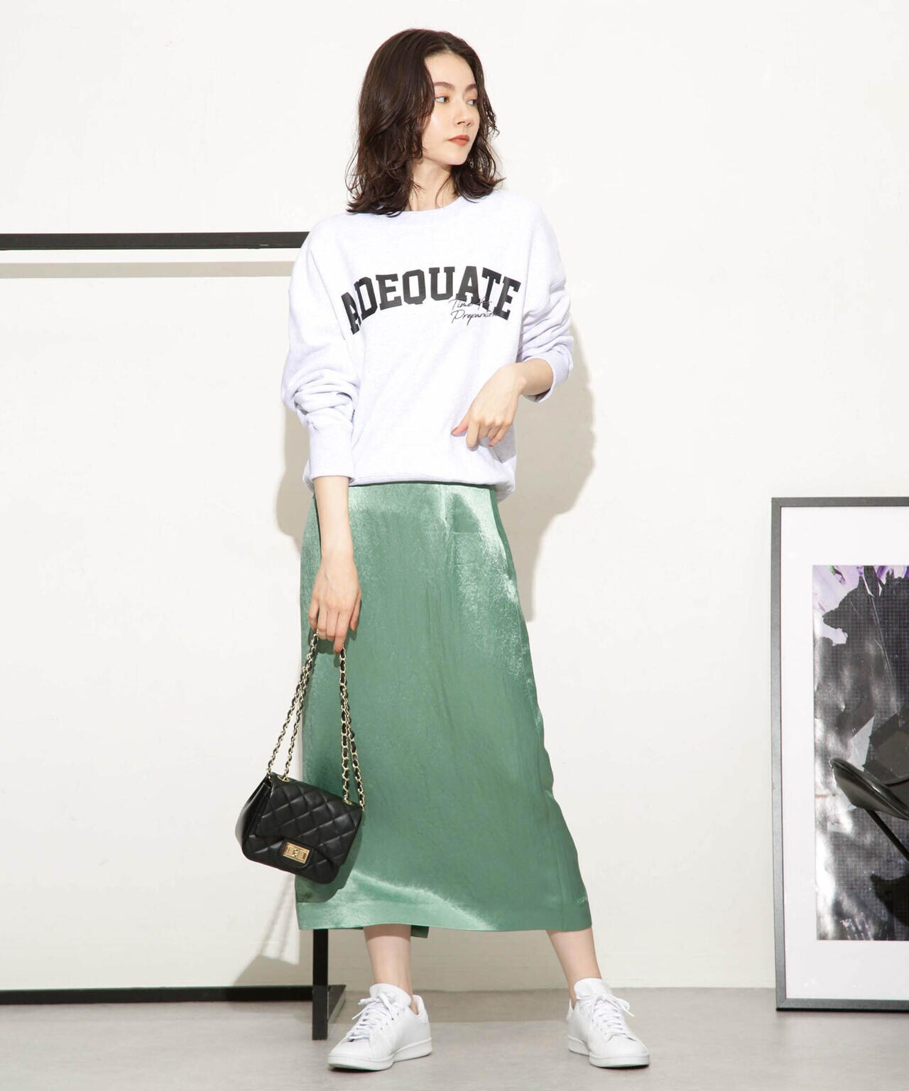 ヘビーサテンIラインスカート 6693230328