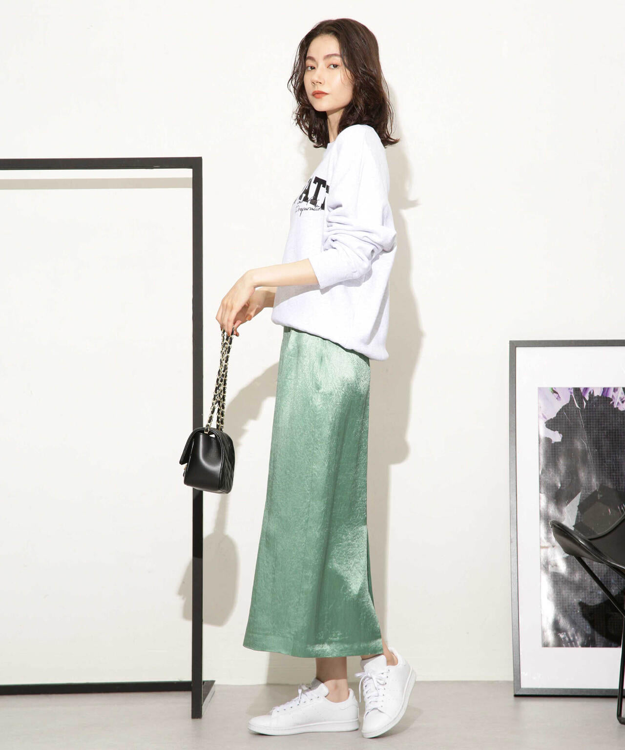 ヘビーサテンIラインスカート 6693230328