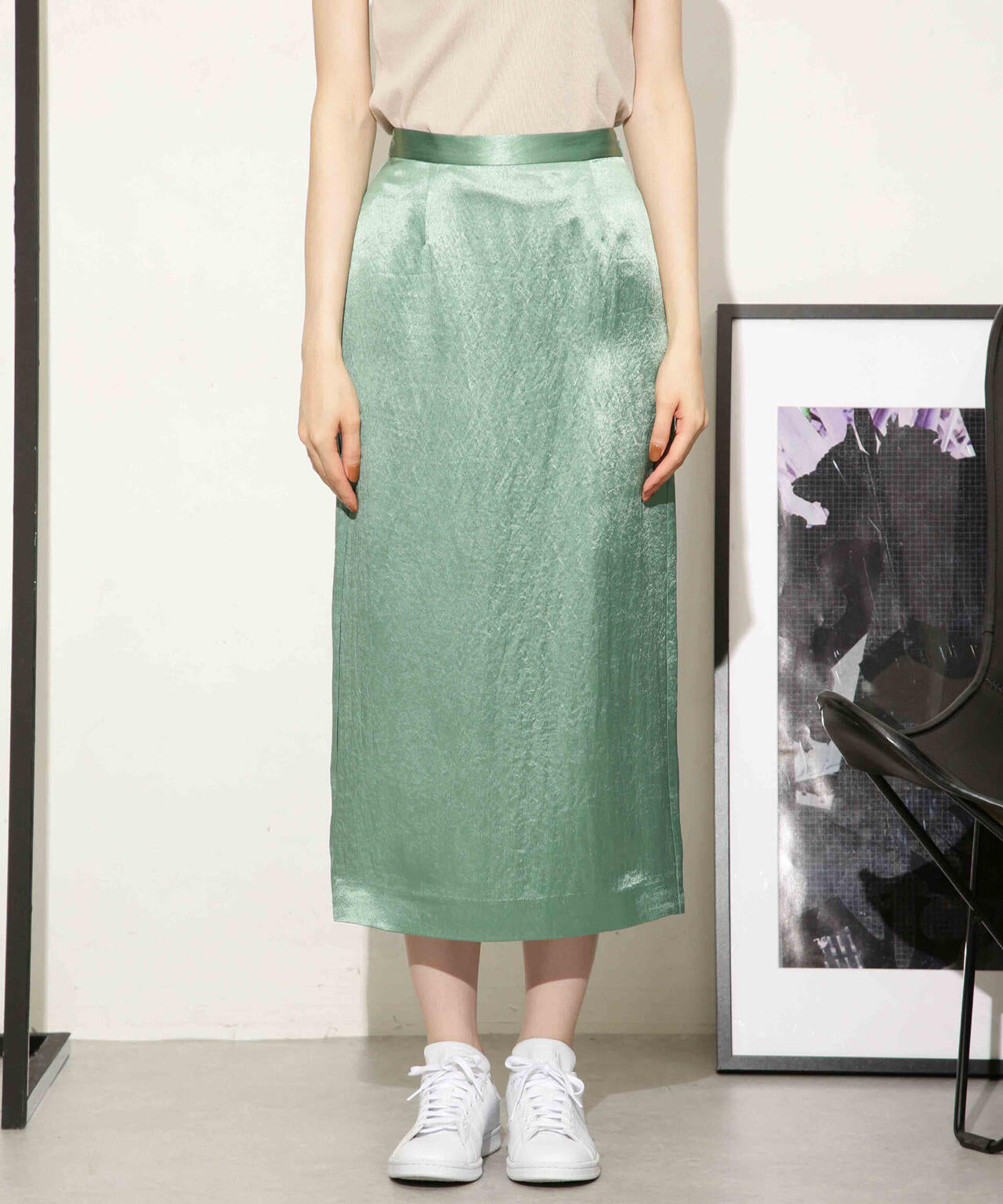 ヘビーサテンIラインスカート 6693230328