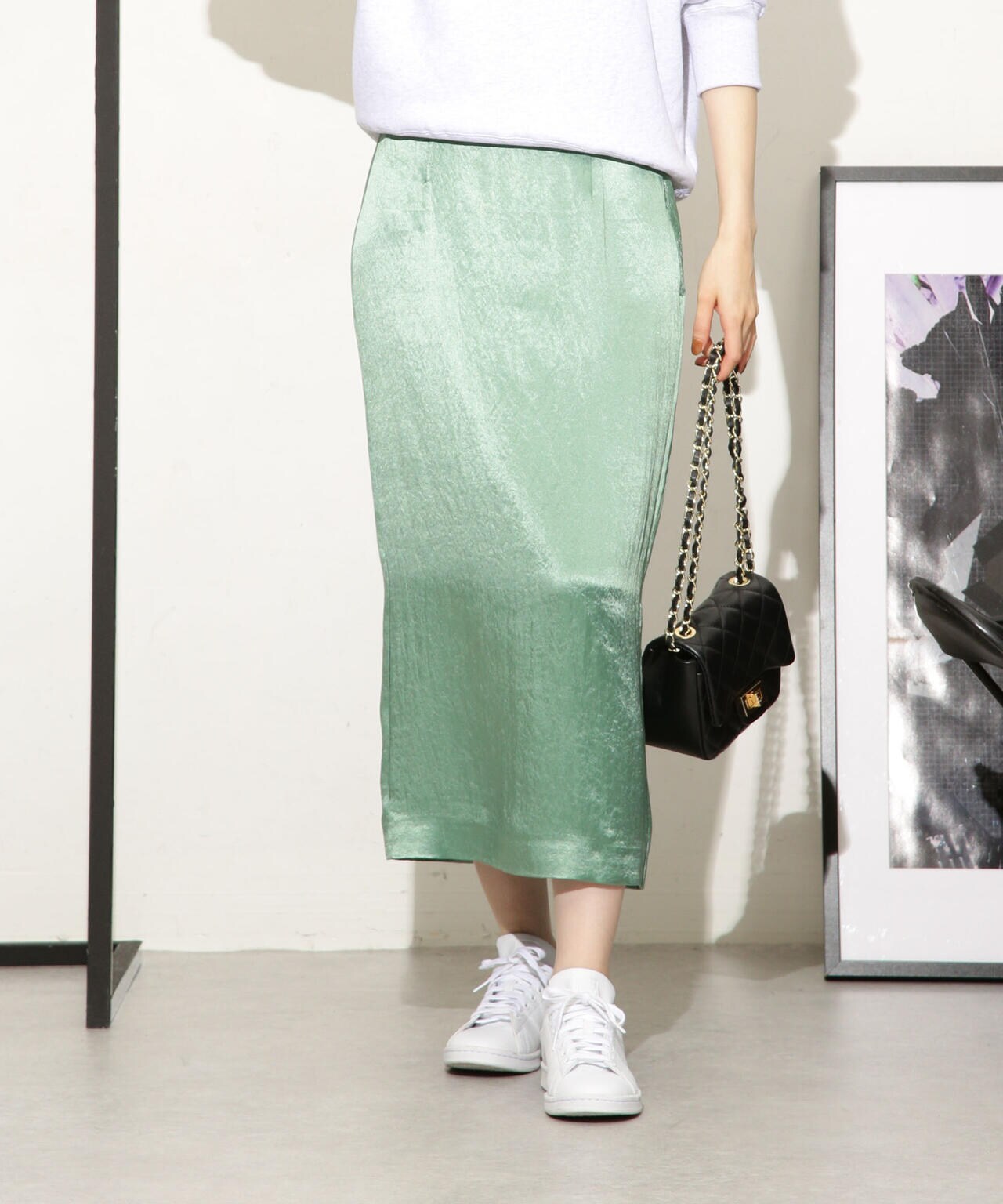 ヘビーサテンIラインスカート 6693230328