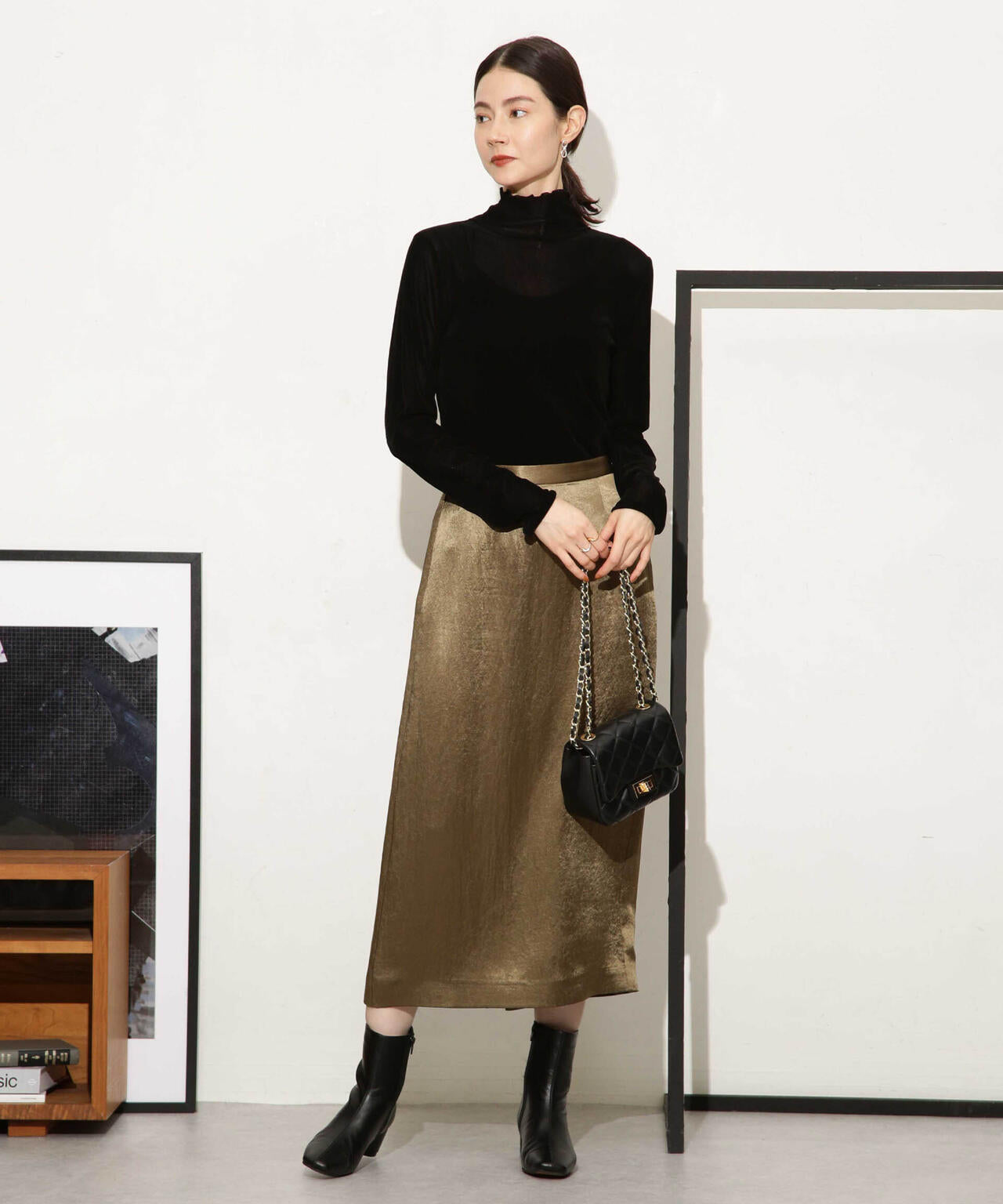 ヘビーサテンIラインスカート 6693230328