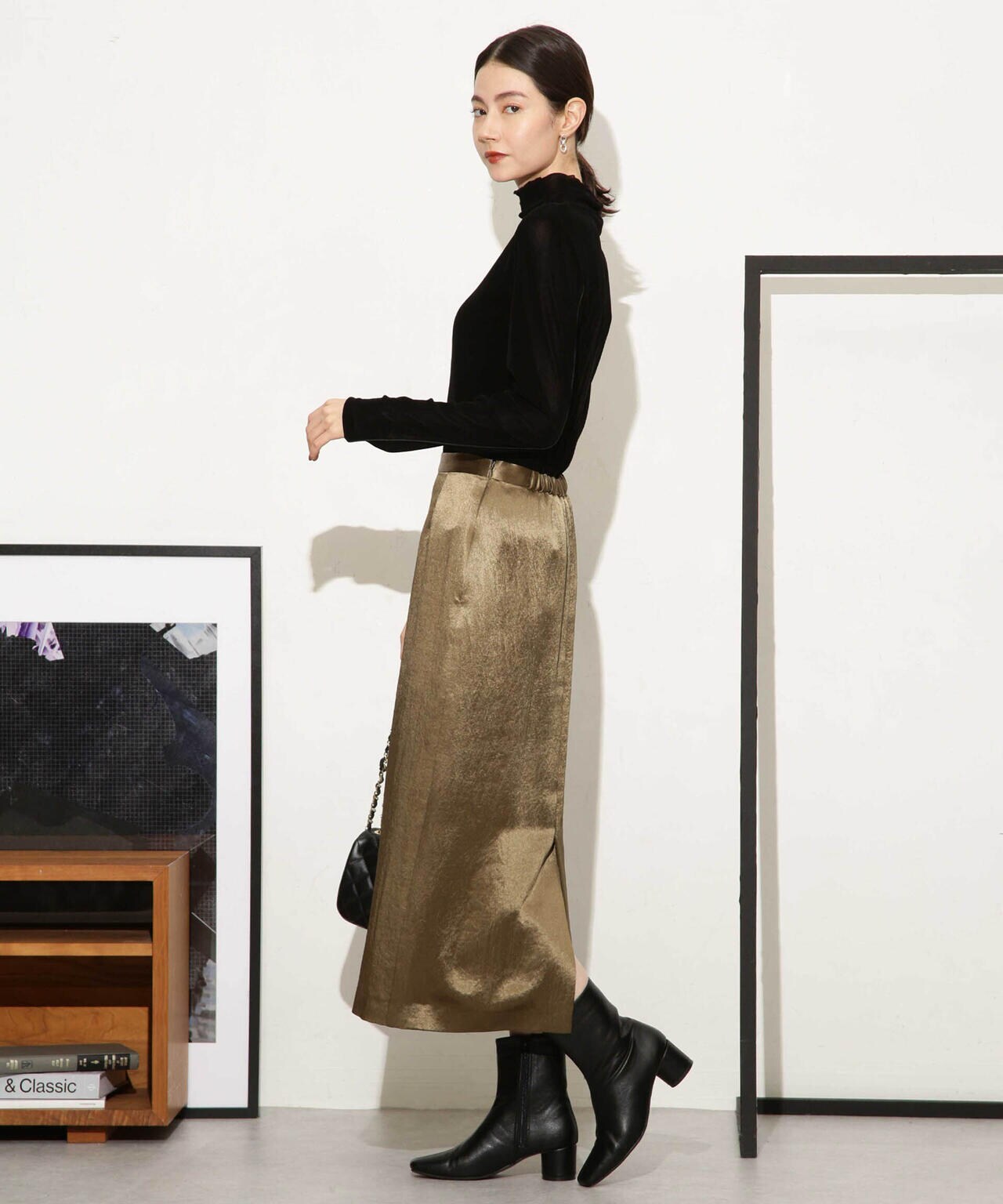 ヘビーサテンIラインスカート 6693230328