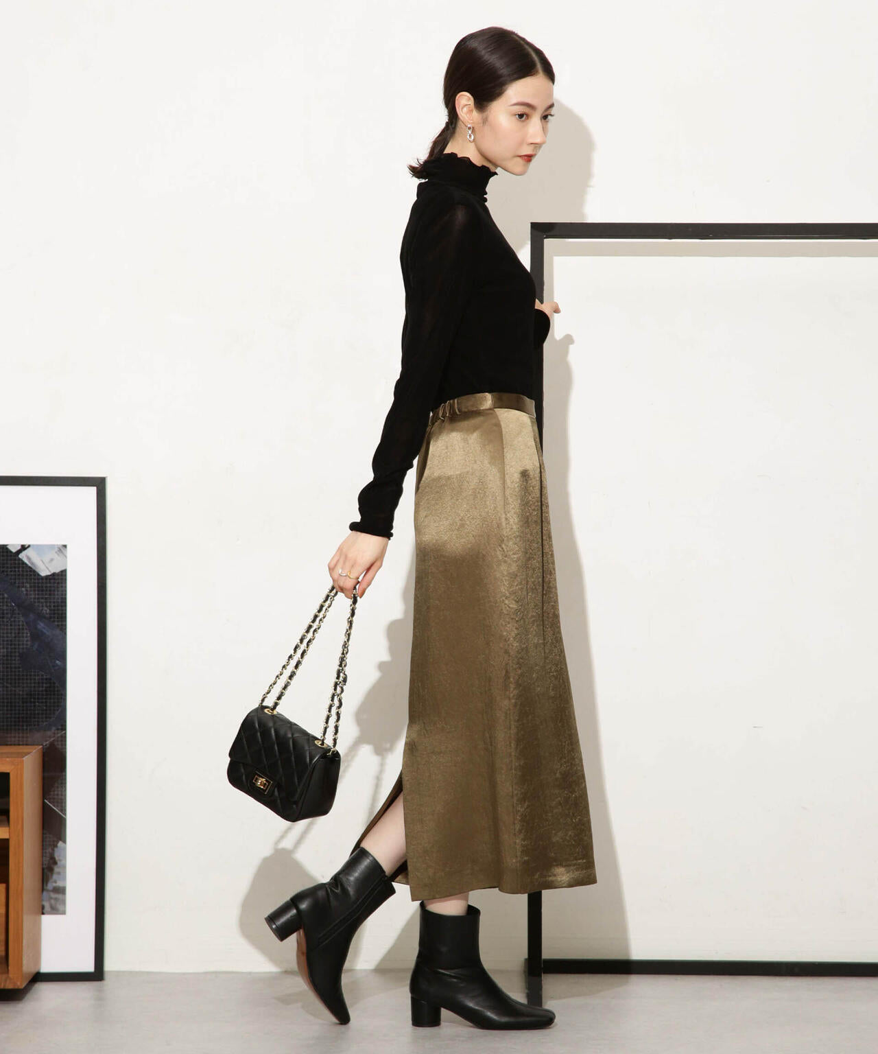 ヘビーサテンIラインスカート 6693230328