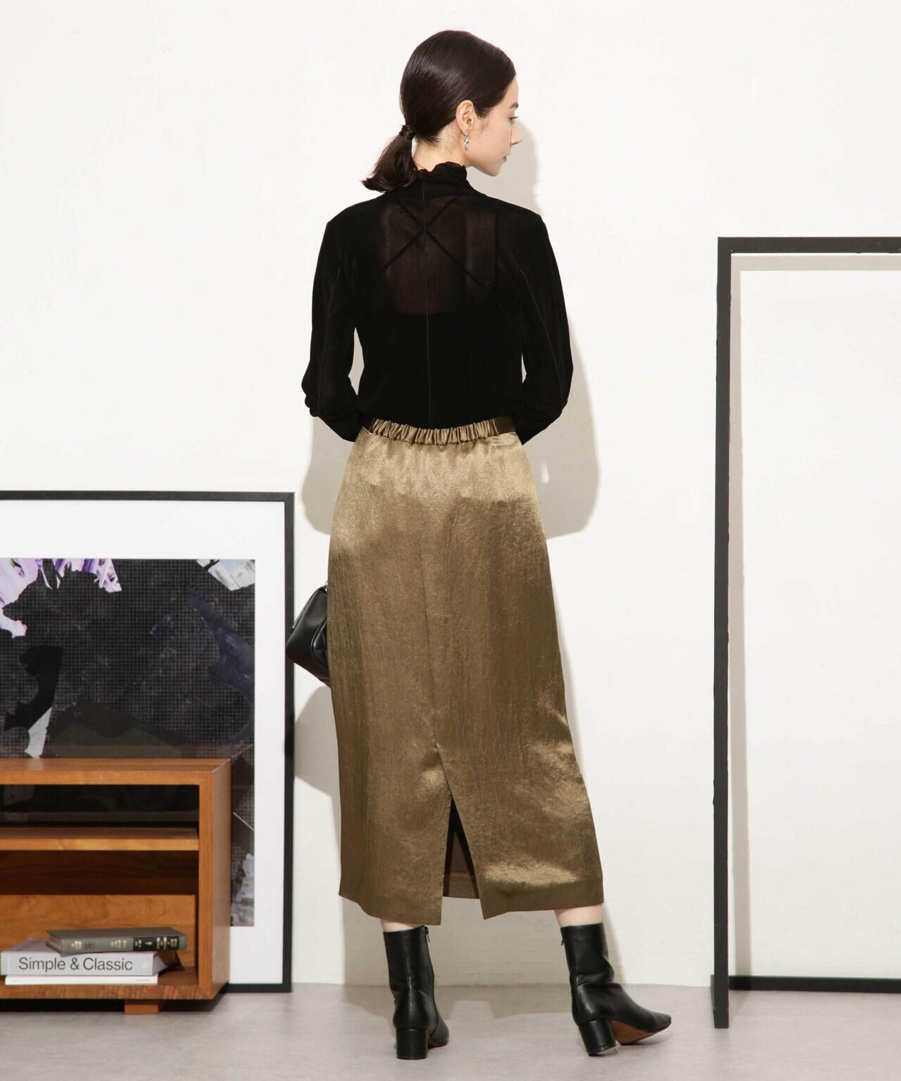 ヘビーサテンIラインスカート 6693230328