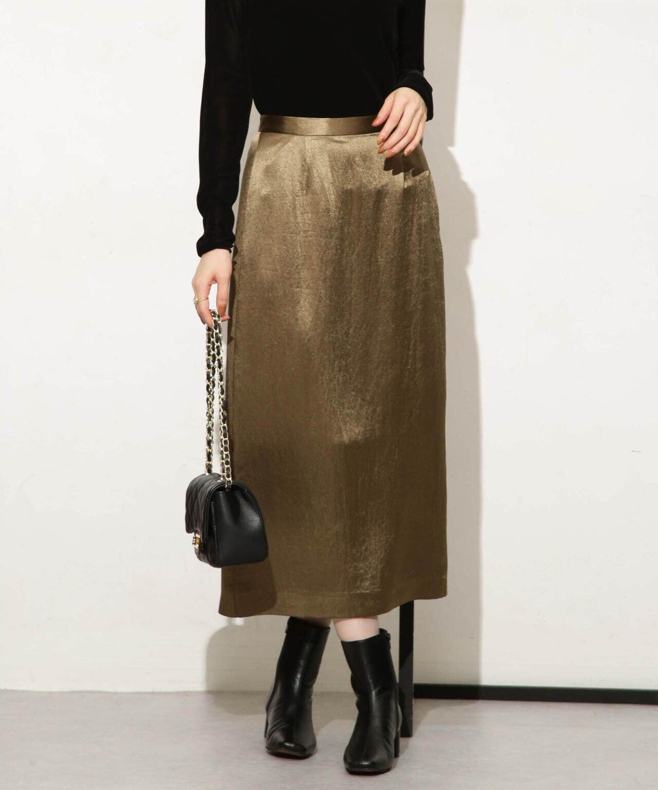 ヘビーサテンIラインスカート 6693230328