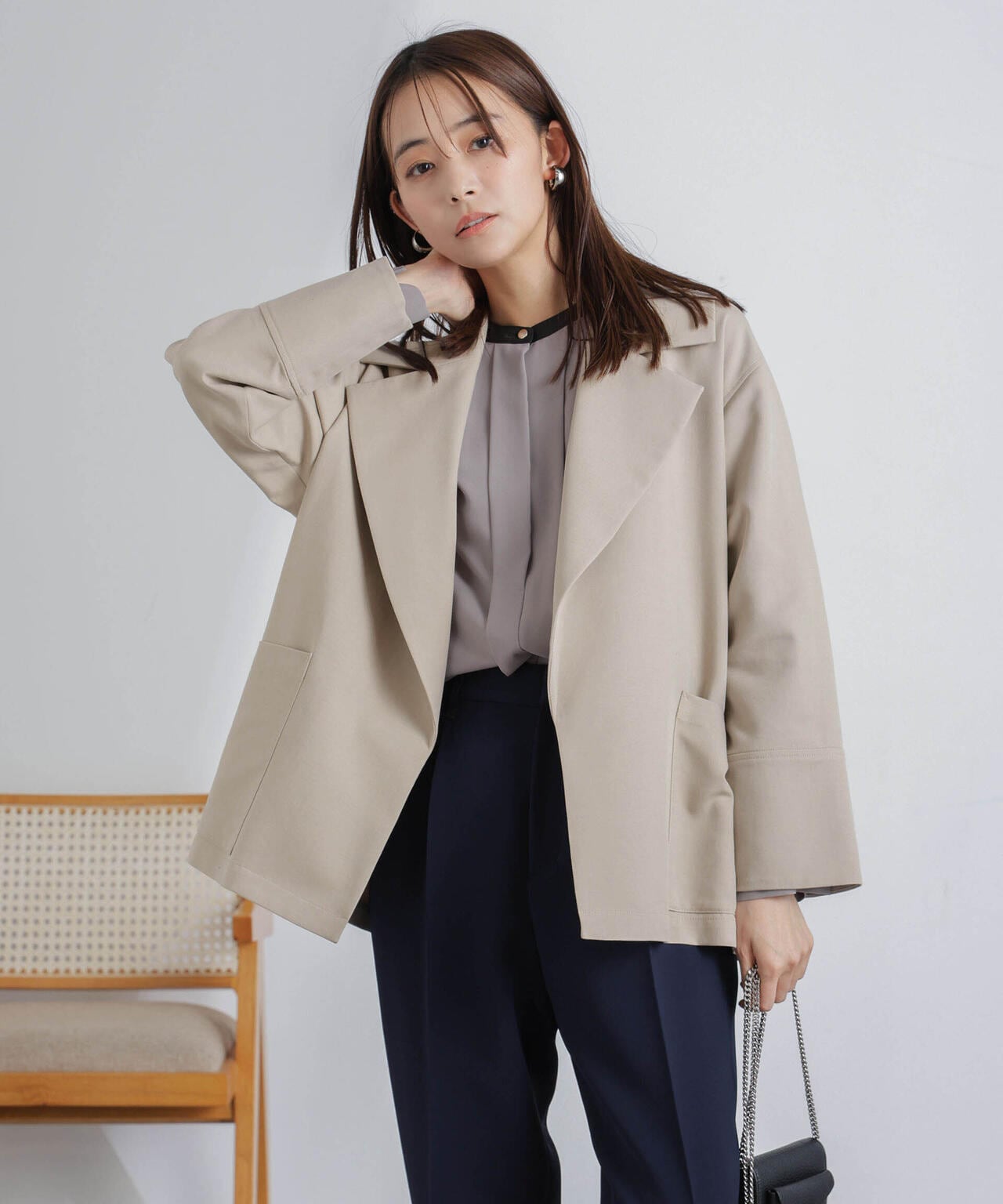 ミドル丈ビッグラペルコート 6694111303