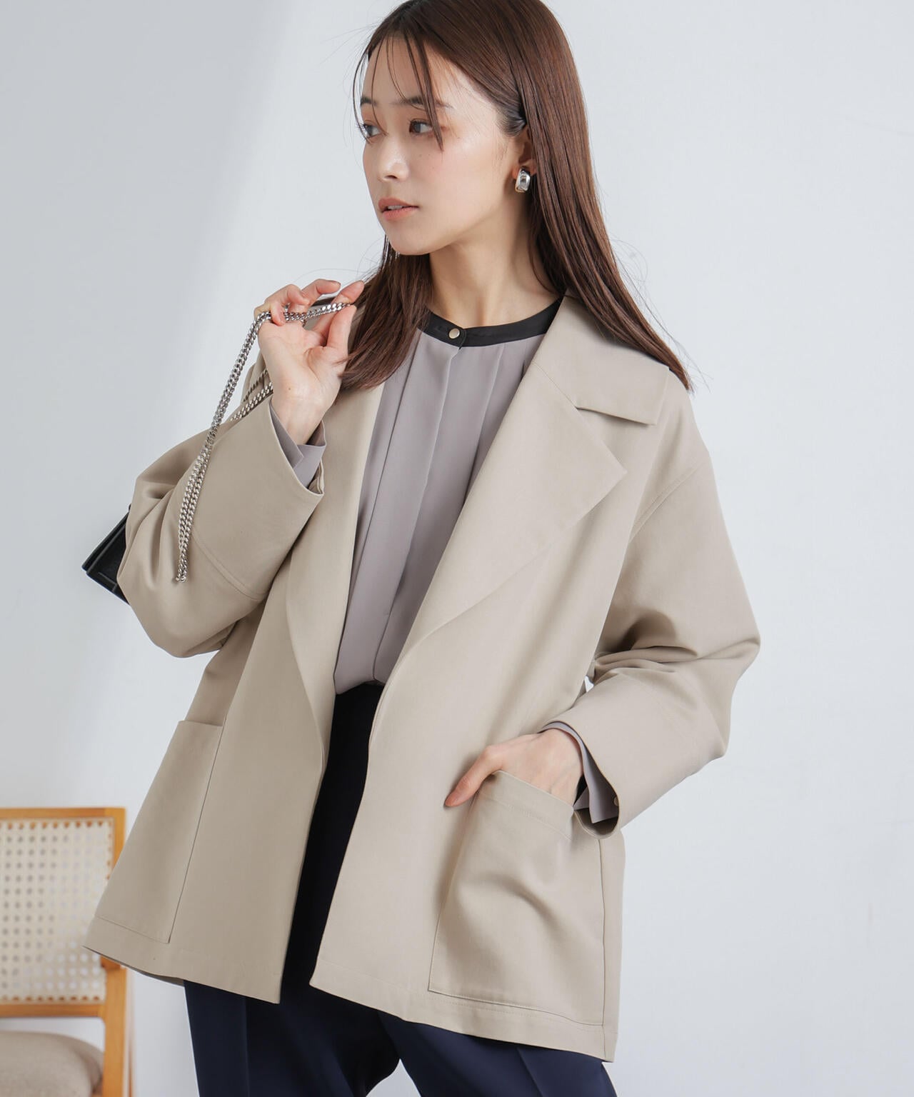 ミドル丈ビッグラペルコート 6694111303