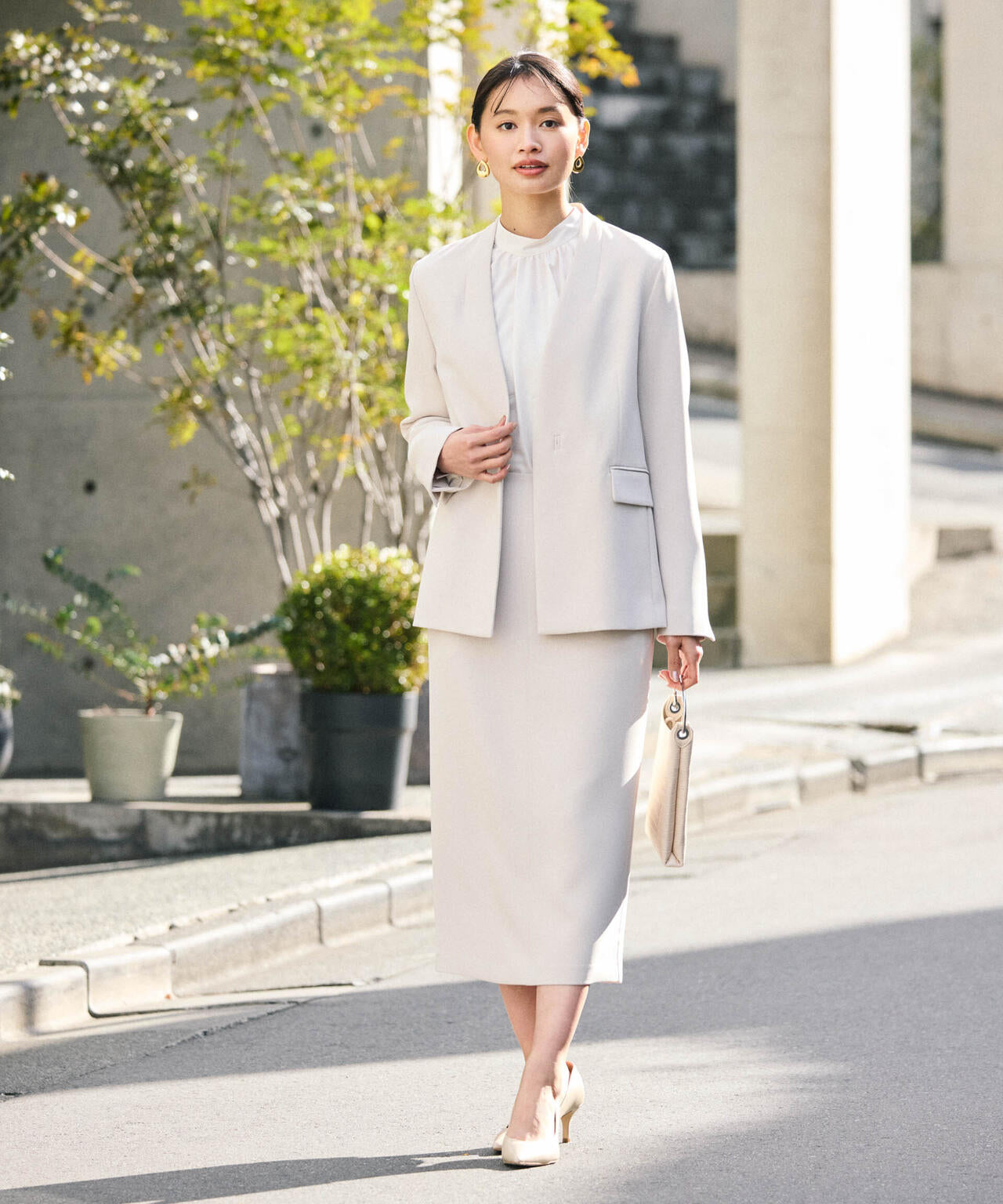 デイリーファンクション ラペルレスジャケット(セットアップ可) 6694116302