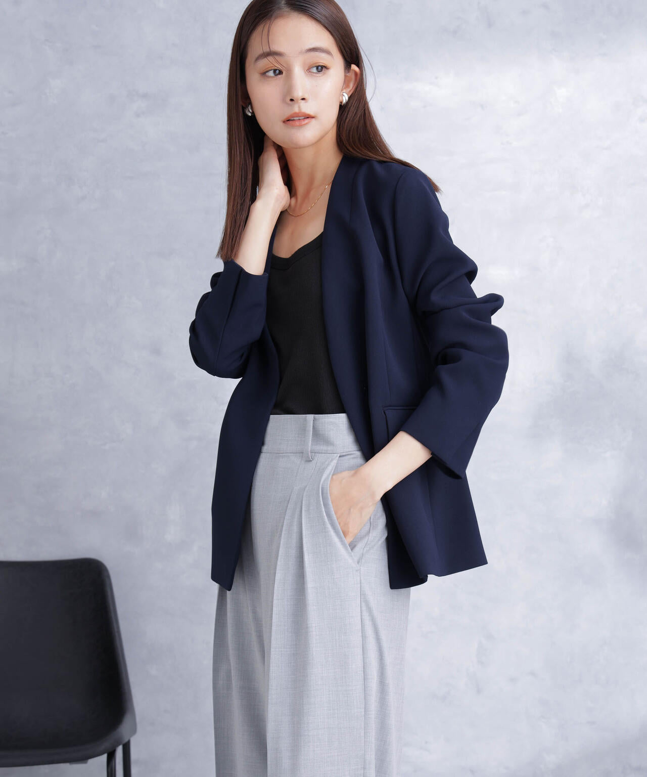 デイリーファンクション ラペルレスジャケット(セットアップ可) 6694116302