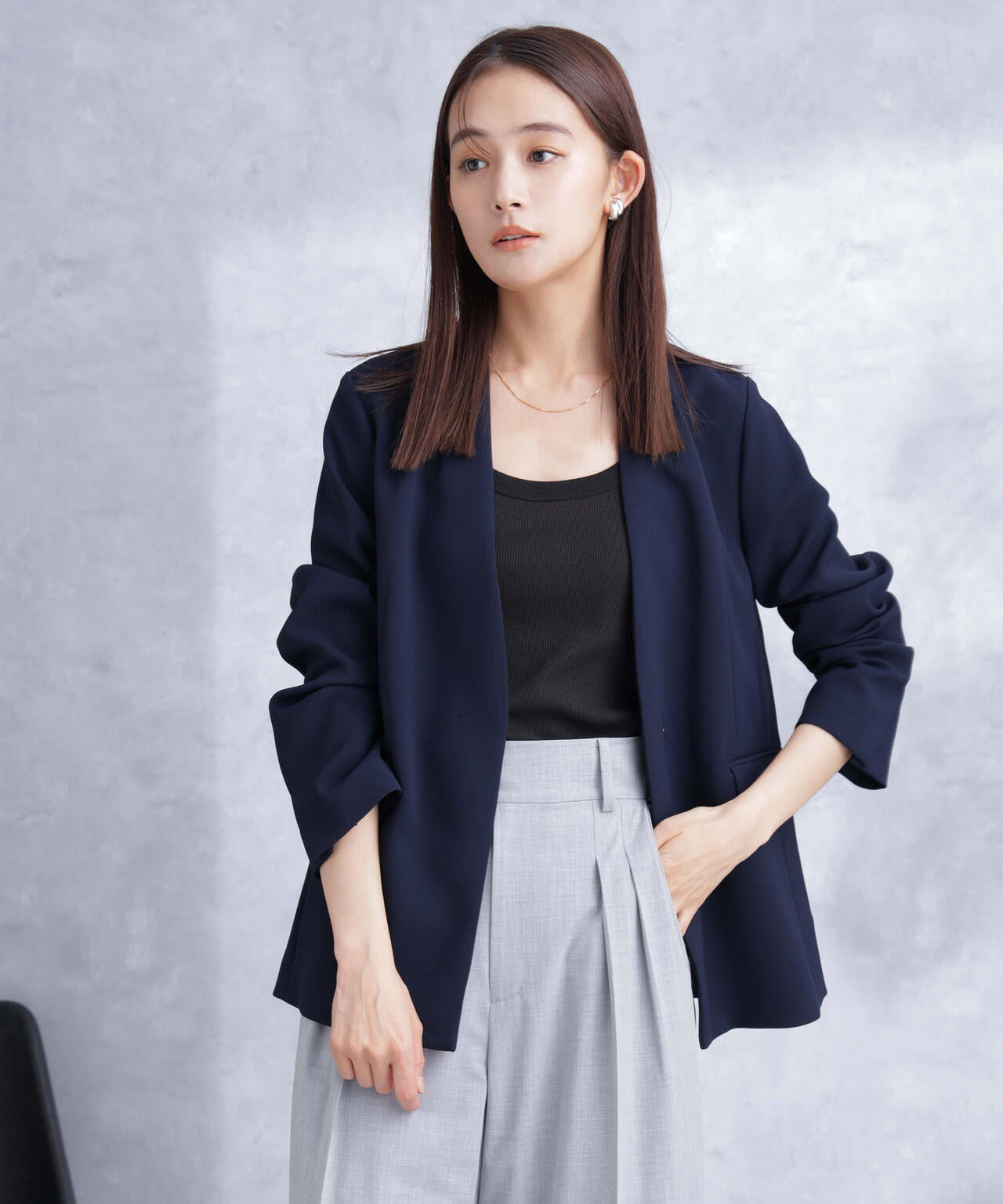 デイリーファンクション ラペルレスジャケット(セットアップ可) 6694116302