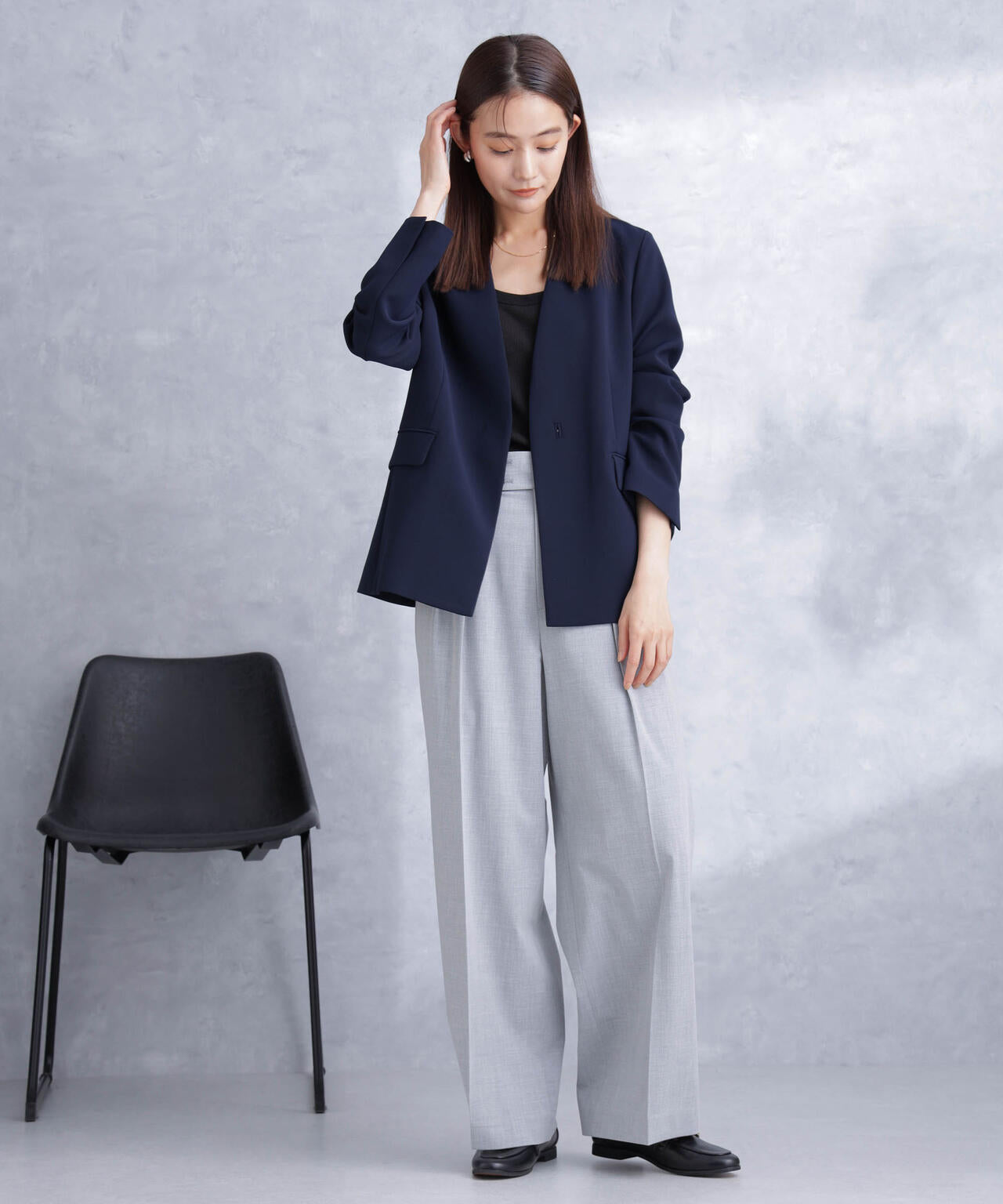 デイリーファンクション ラペルレスジャケット(セットアップ可) 6694116302