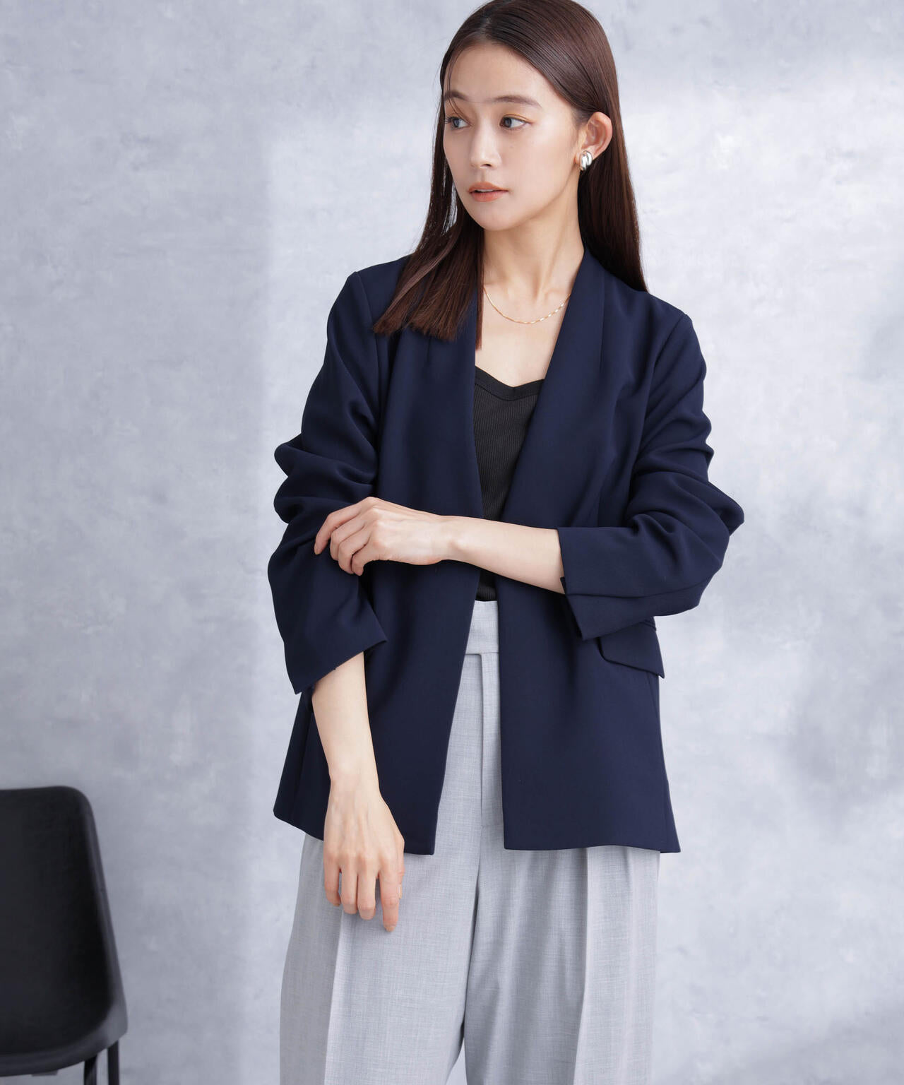 デイリーファンクション ラペルレスジャケット(セットアップ可) 6694116302