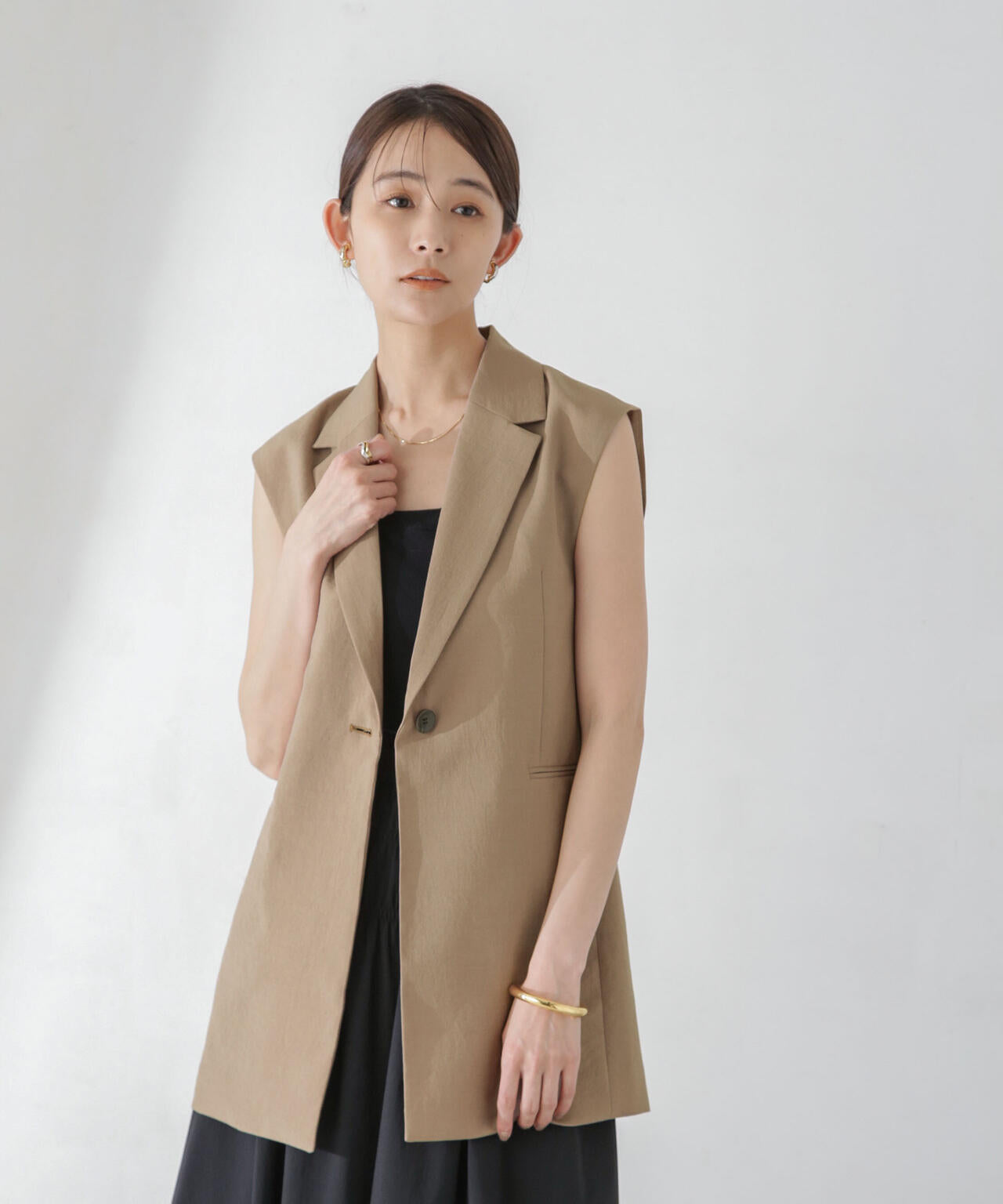 <洗濯機使用可><ノンアイロン>メランジドライ テーラードジレ(セットアップ可) 6694116308