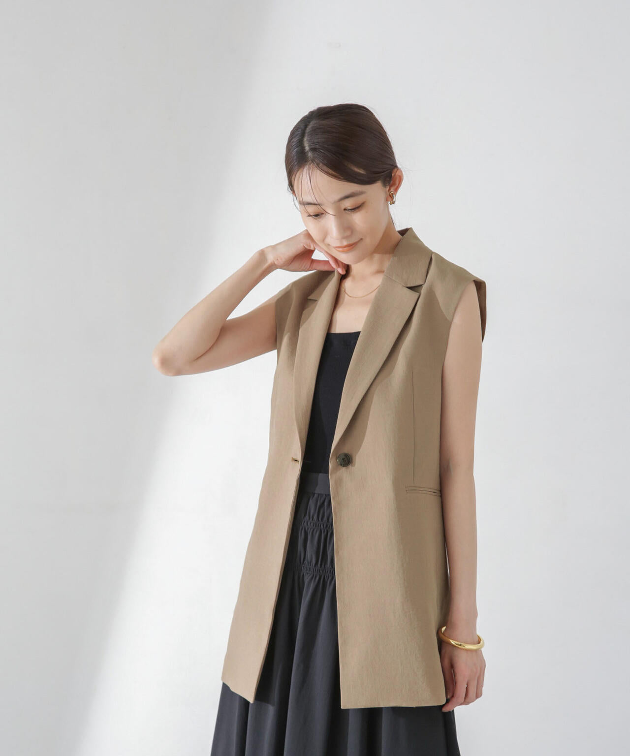 <洗濯機使用可><ノンアイロン>メランジドライ テーラードジレ(セットアップ可) 6694116308