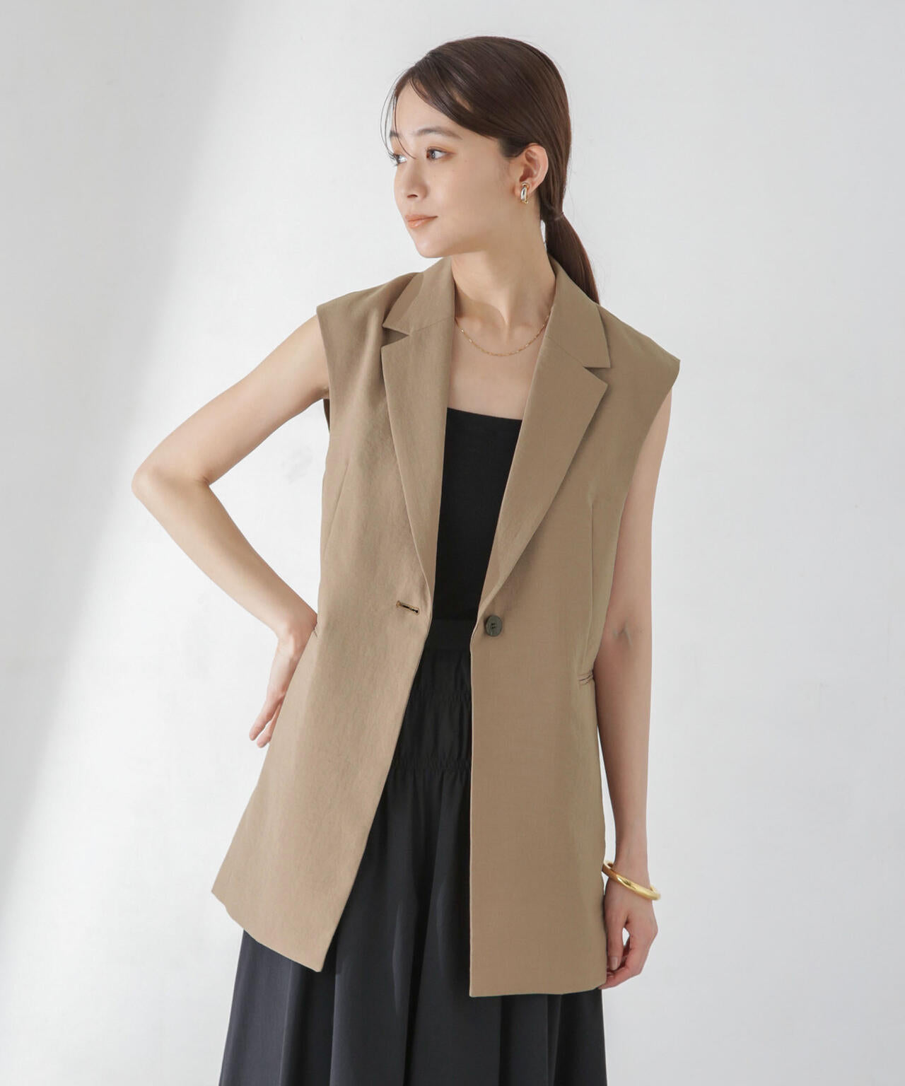 <洗濯機使用可><ノンアイロン>メランジドライ テーラードジレ(セットアップ可) 6694116308