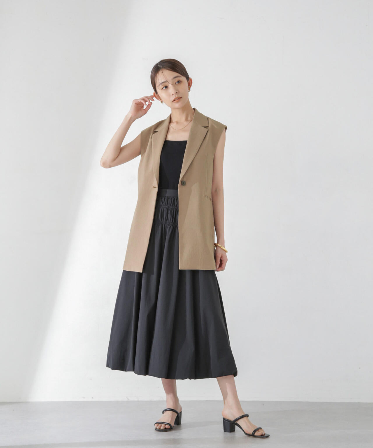 <洗濯機使用可><ノンアイロン>メランジドライ テーラードジレ(セットアップ可) 6694116308