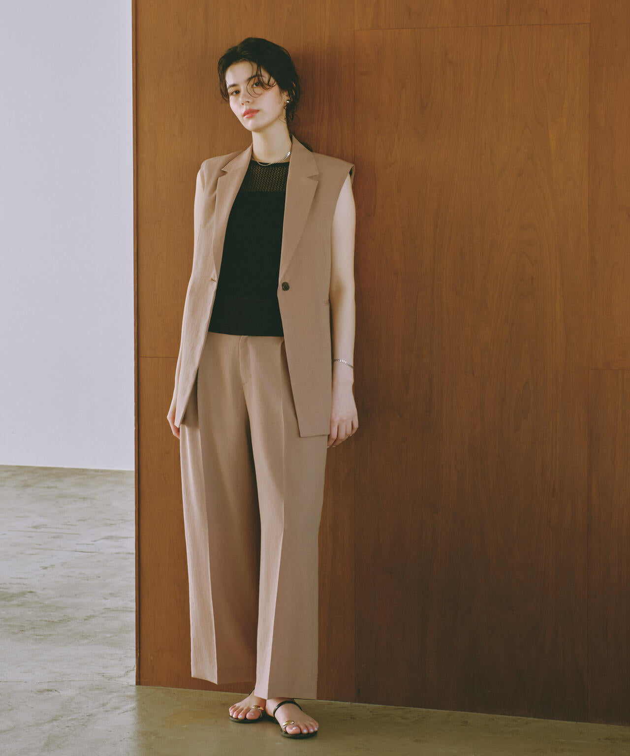 <洗濯機使用可><ノンアイロン>メランジドライ テーラードジレ(セットアップ可) 6694116308