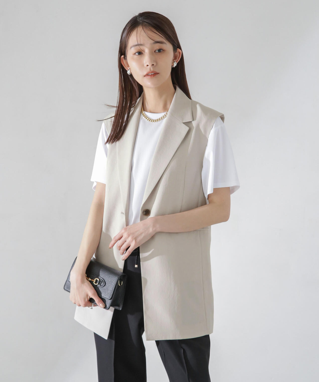 <洗濯機使用可><ノンアイロン>メランジドライ テーラードジレ(セットアップ可) 6694116308