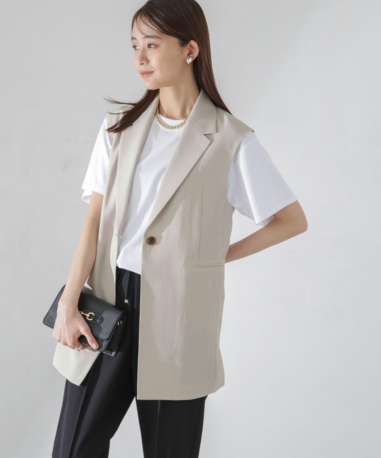 <洗濯機使用可><ノンアイロン>メランジドライ テーラードジレ(セットアップ可) 6694116308