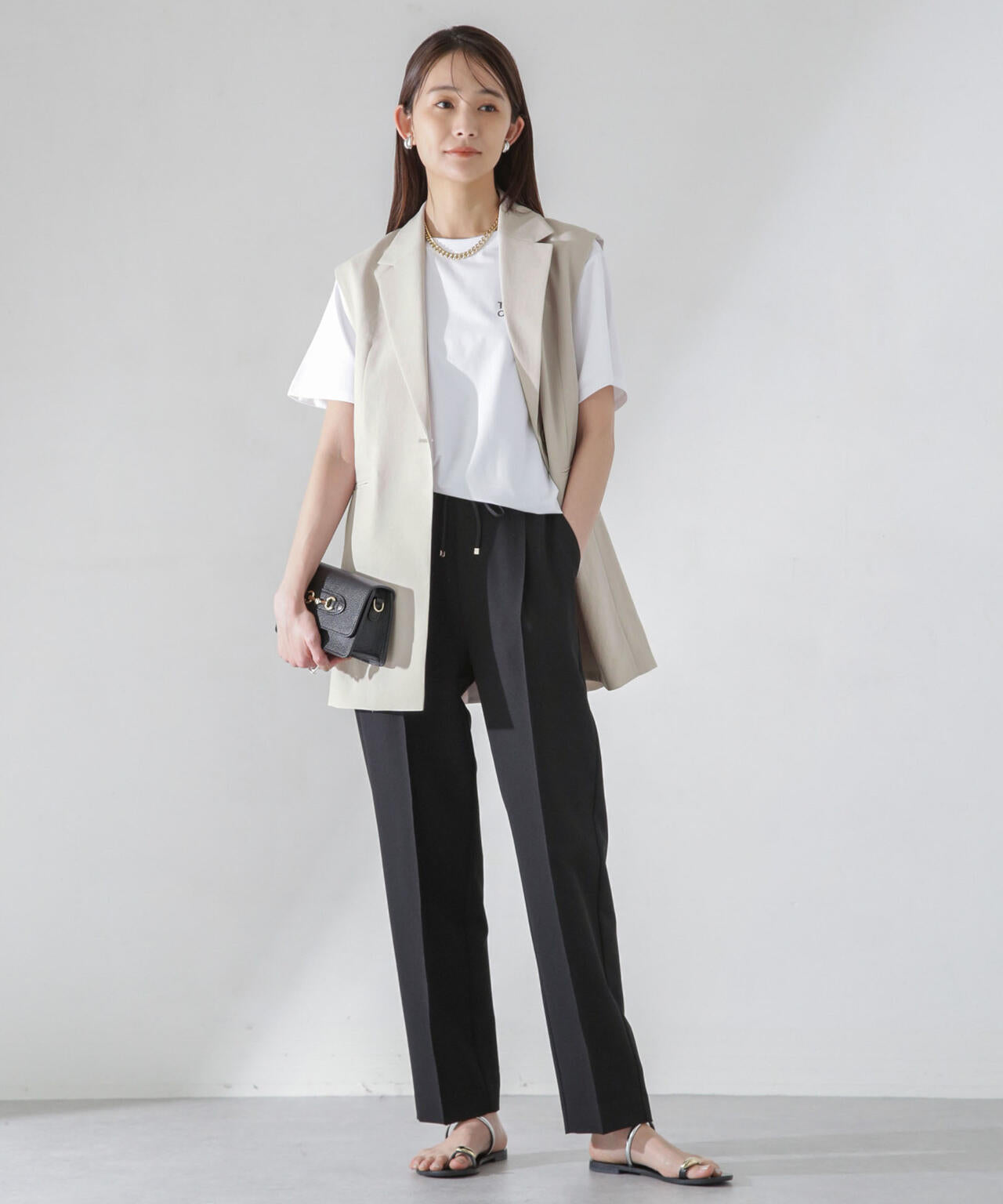 <洗濯機使用可><ノンアイロン>メランジドライ テーラードジレ(セットアップ可) 6694116308