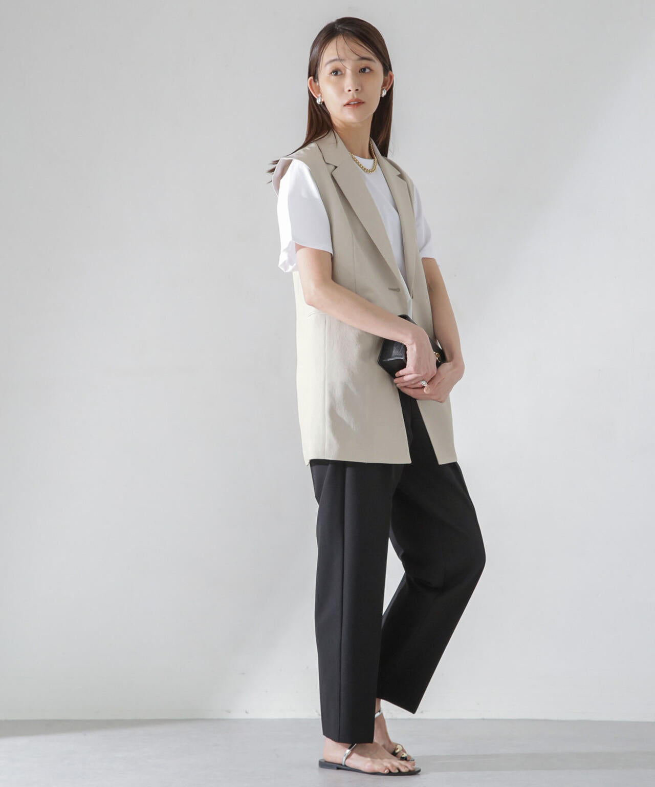 <洗濯機使用可><ノンアイロン>メランジドライ テーラードジレ(セットアップ可) 6694116308