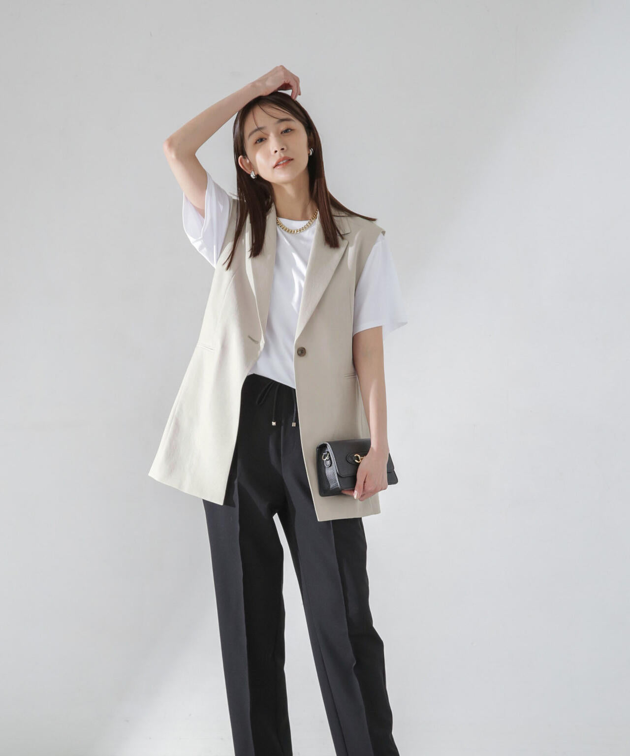 <洗濯機使用可><ノンアイロン>メランジドライ テーラードジレ(セットアップ可) 6694116308