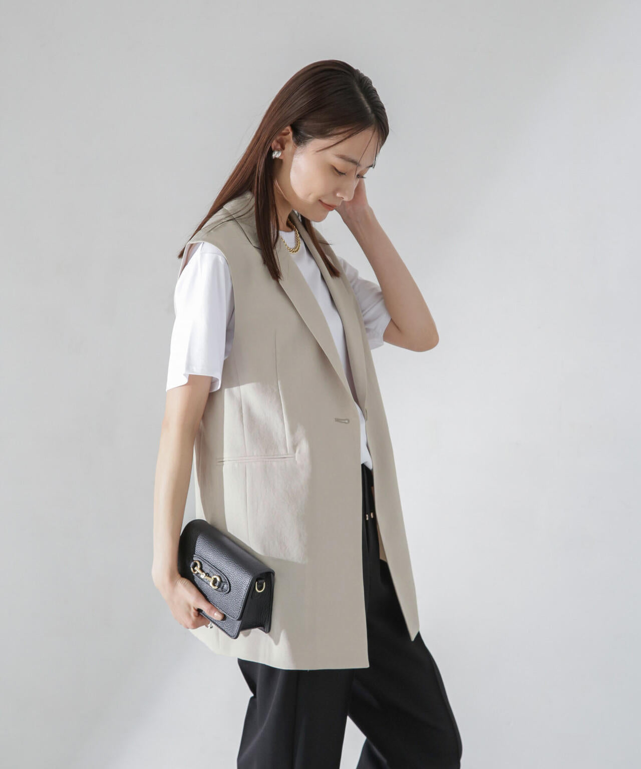 <洗濯機使用可><ノンアイロン>メランジドライ テーラードジレ(セットアップ可) 6694116308