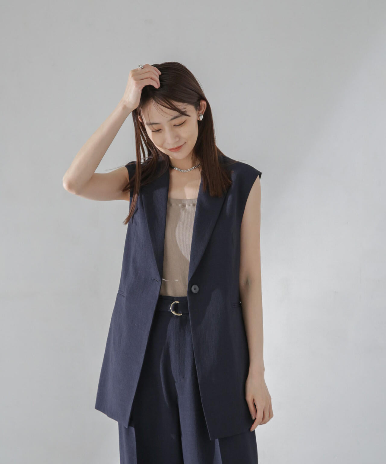 <洗濯機使用可><ノンアイロン>メランジドライ テーラードジレ(セットアップ可) 6694116308