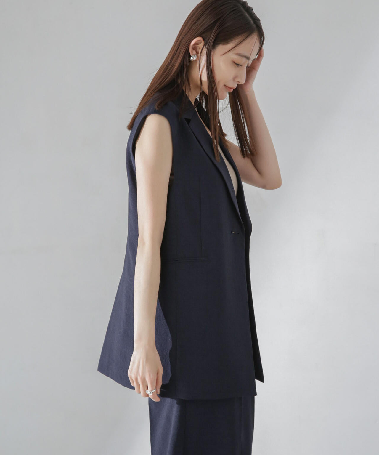 <洗濯機使用可><ノンアイロン>メランジドライ テーラードジレ(セットアップ可) 6694116308