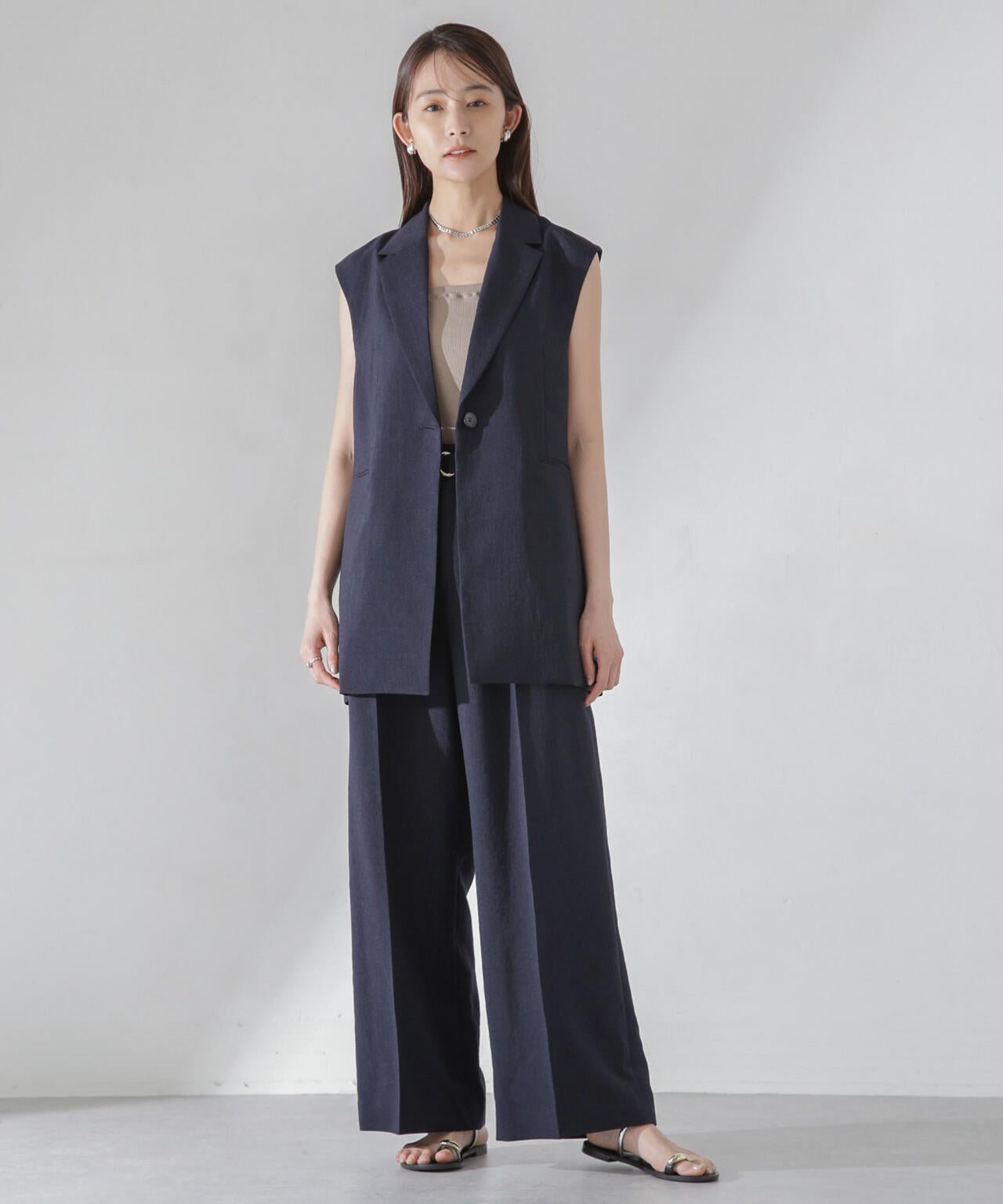 <洗濯機使用可><ノンアイロン>メランジドライ テーラードジレ(セットアップ可) 6694116308