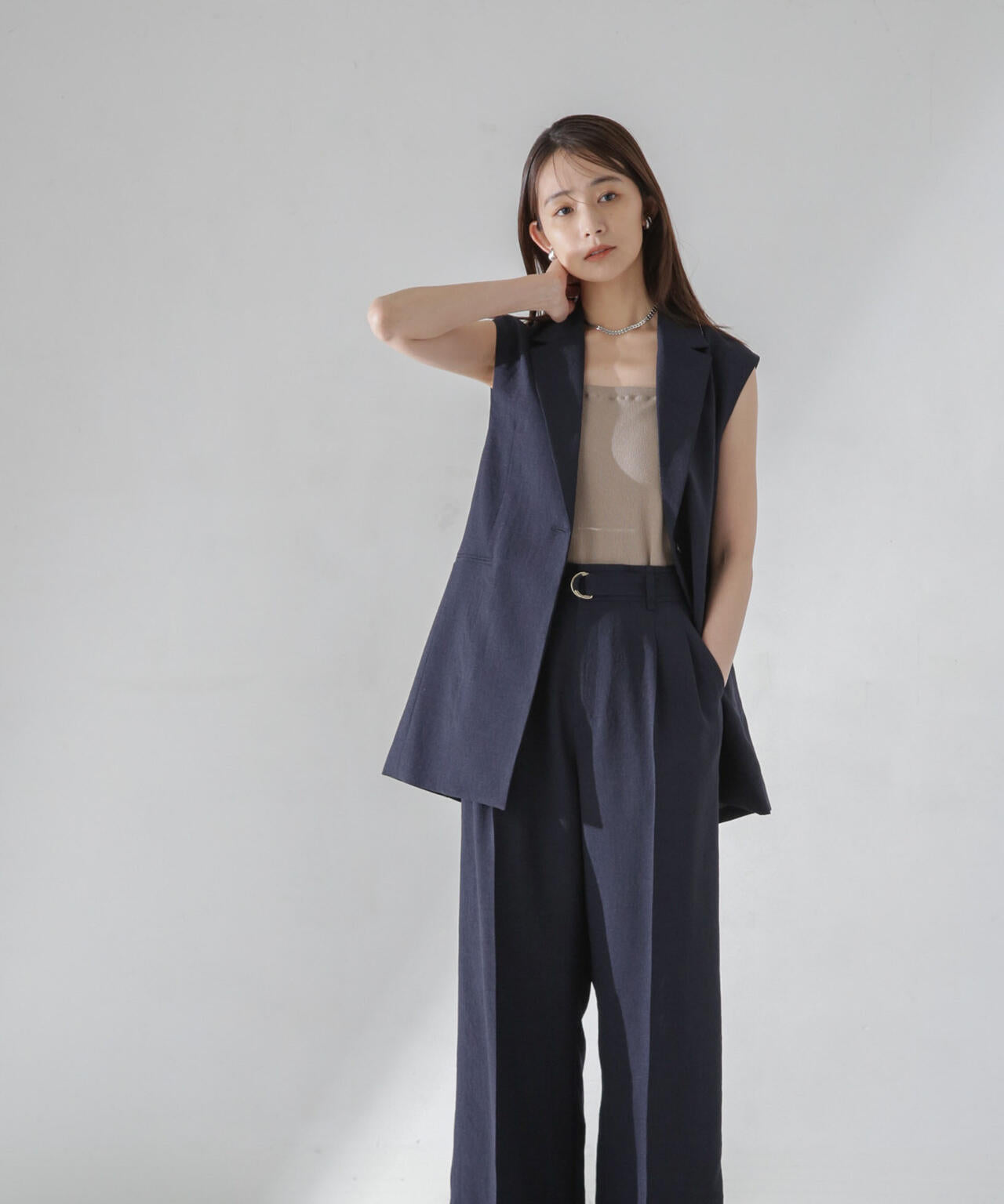 <洗濯機使用可><ノンアイロン>メランジドライ テーラードジレ(セットアップ可) 6694116308