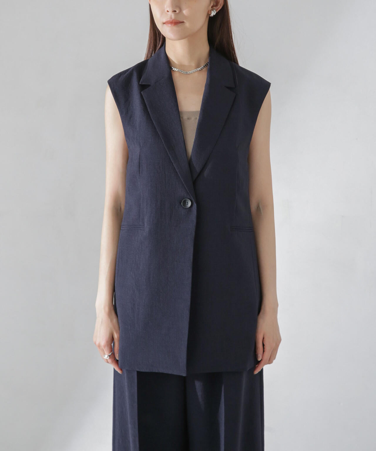 <洗濯機使用可><ノンアイロン>メランジドライ テーラードジレ(セットアップ可) 6694116308