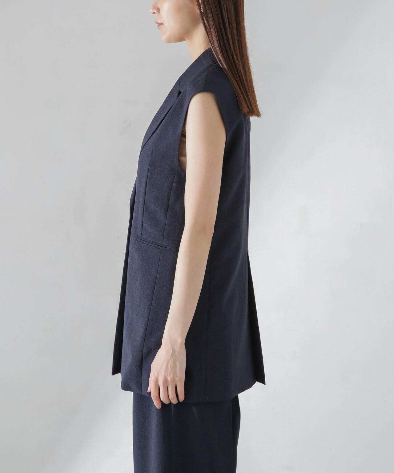 <洗濯機使用可><ノンアイロン>メランジドライ テーラードジレ(セットアップ可) 6694116308