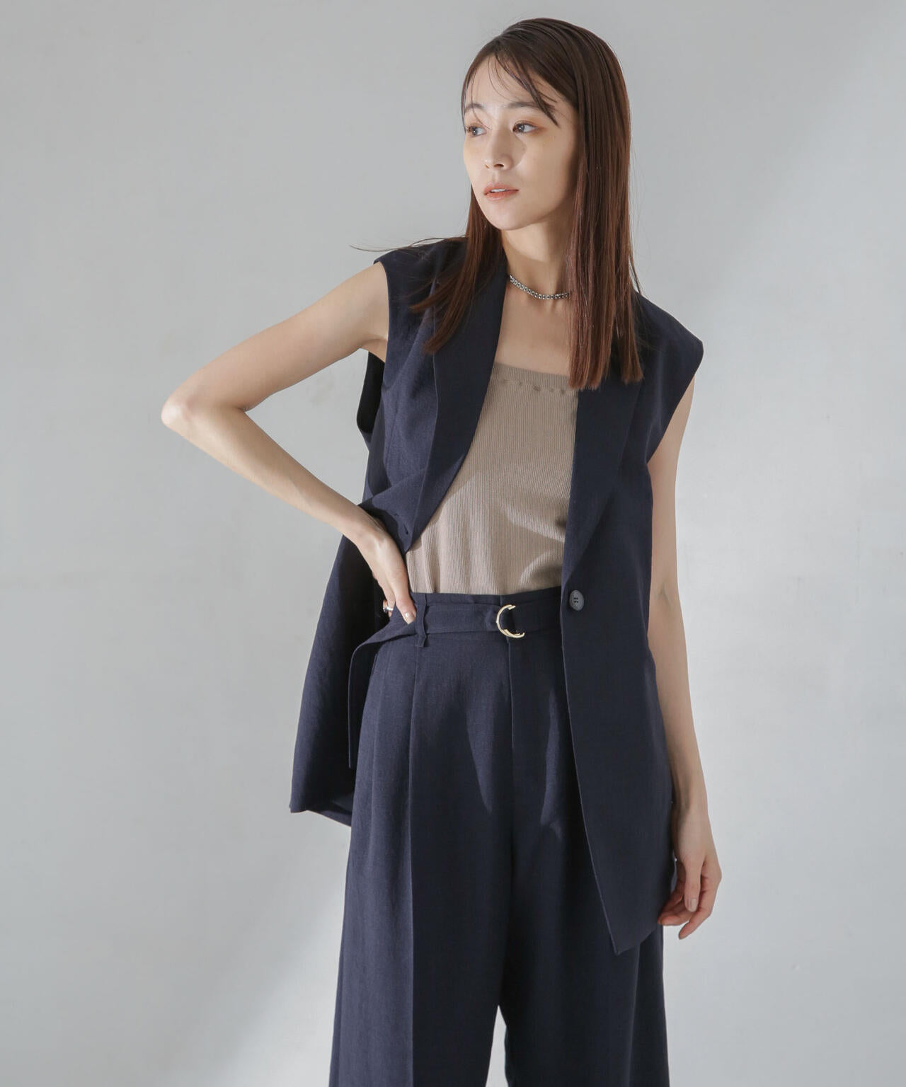 <洗濯機使用可><ノンアイロン>メランジドライ テーラードジレ(セットアップ可) 6694116308