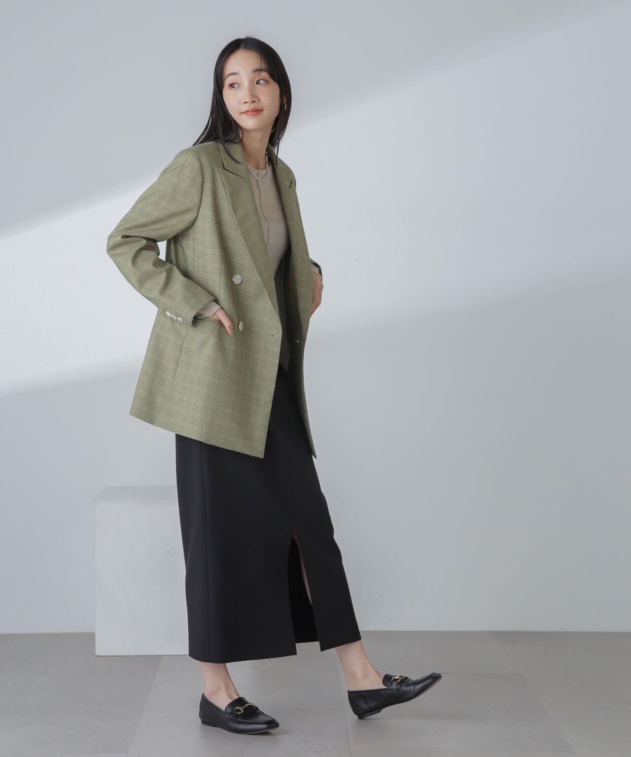 ツイルチェック ダブルブレストジャケット 6694116310