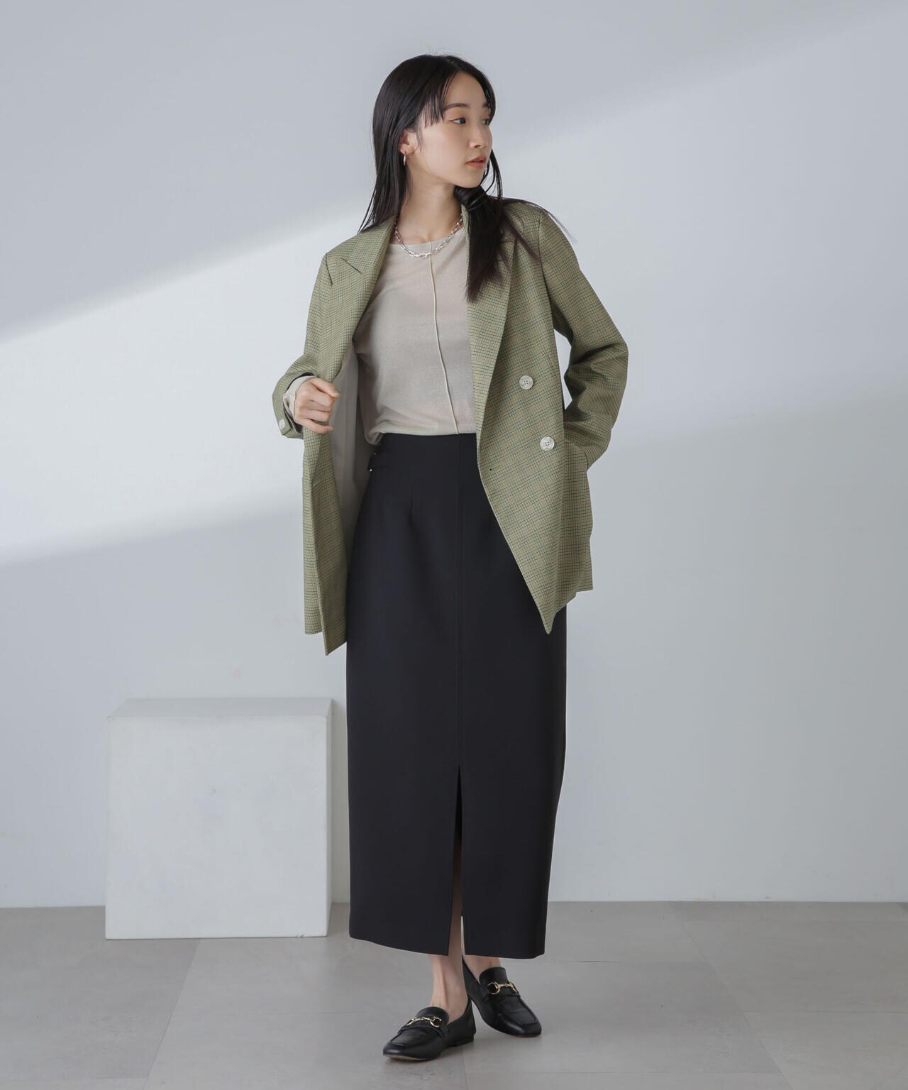 ツイルチェック ダブルブレストジャケット 6694116310