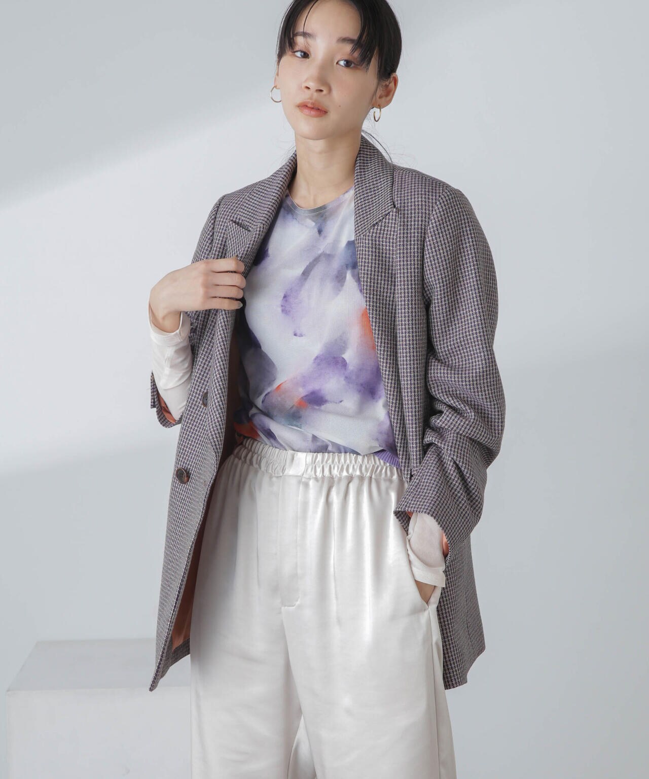 ツイルチェック ダブルブレストジャケット 6694116310