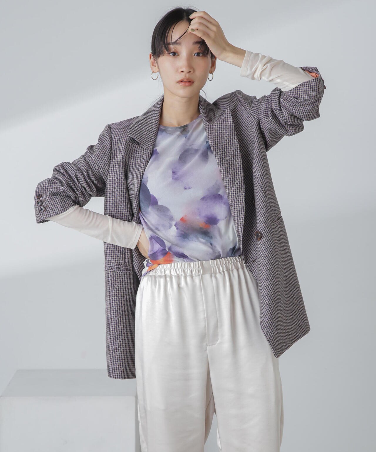 ツイルチェック ダブルブレストジャケット 6694116310