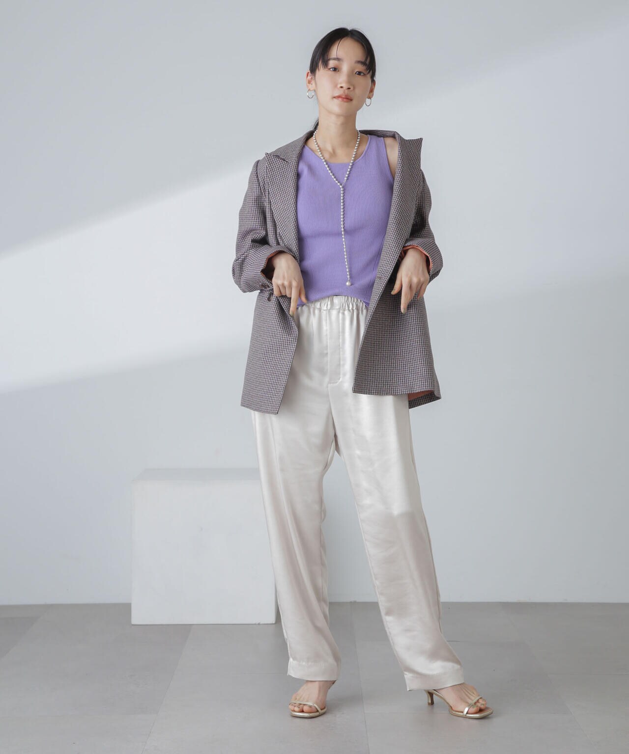 ツイルチェック ダブルブレストジャケット 6694116310