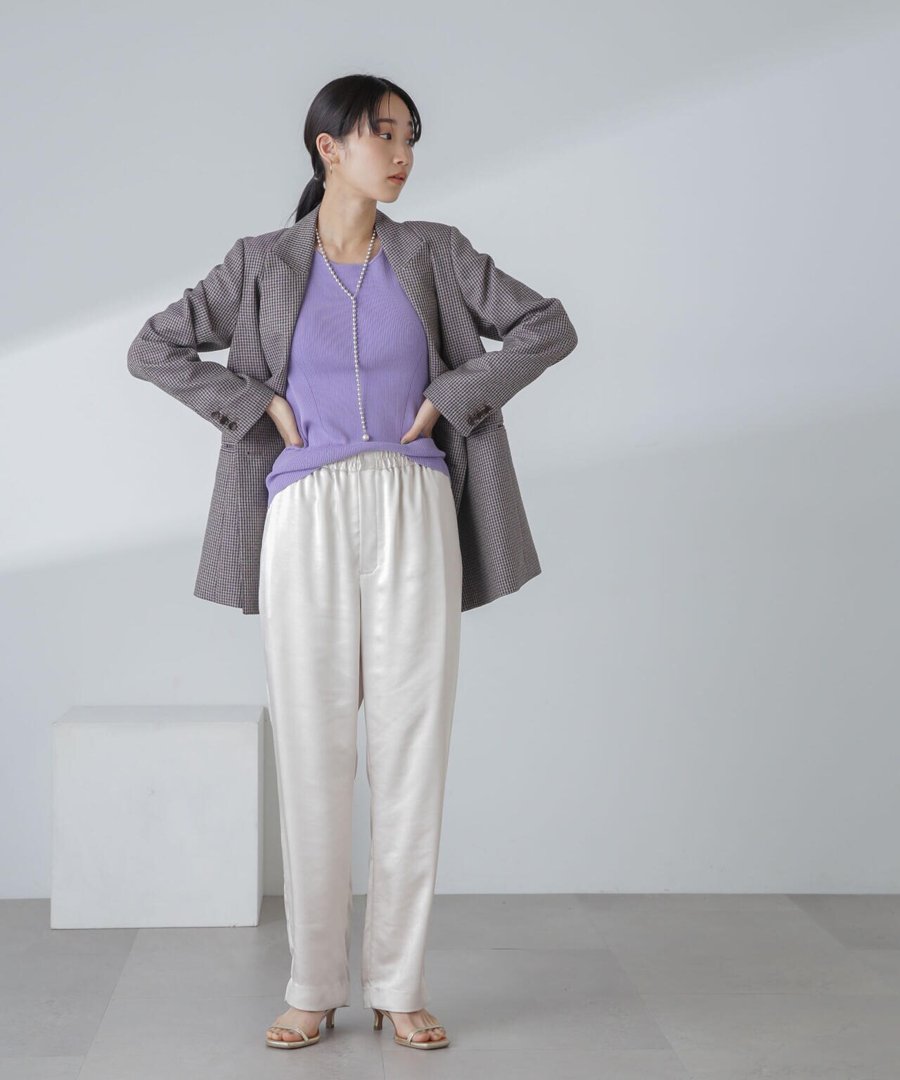 ツイルチェック ダブルブレストジャケット 6694116310